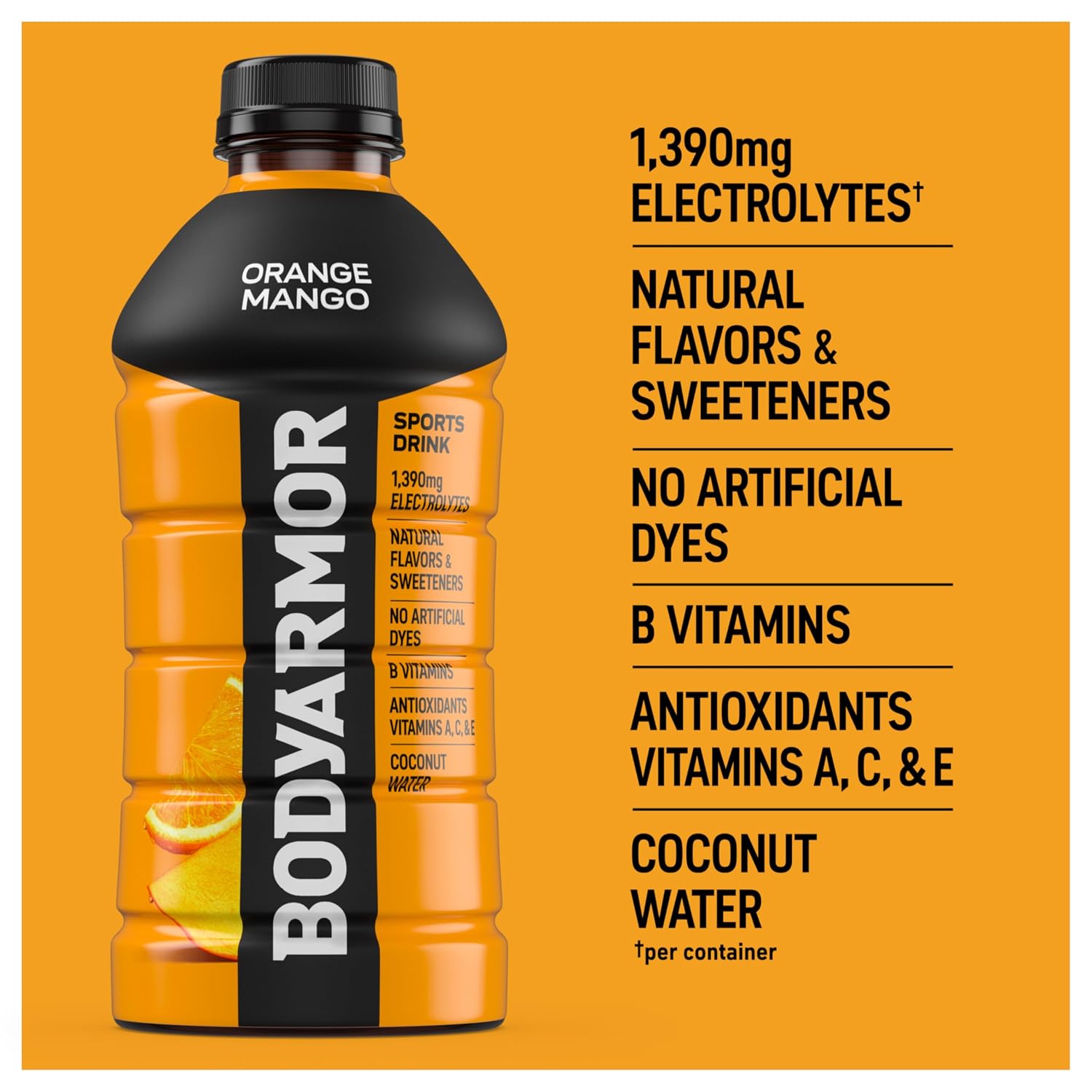 BODYARMOR Sports Drink, Orange Mango Electrolyte Drink, 28 Oz (15 Pk)