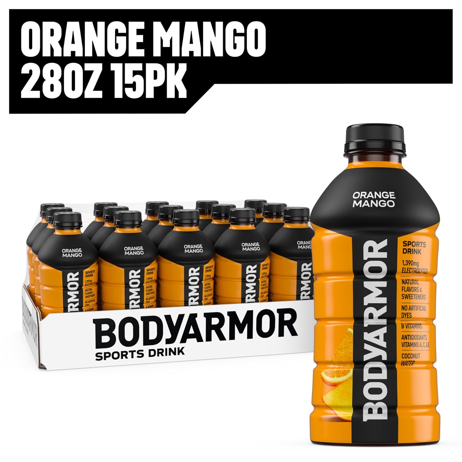 BODYARMOR Sports Drink, Orange Mango Electrolyte Drink, 28 Oz (15 Pk)