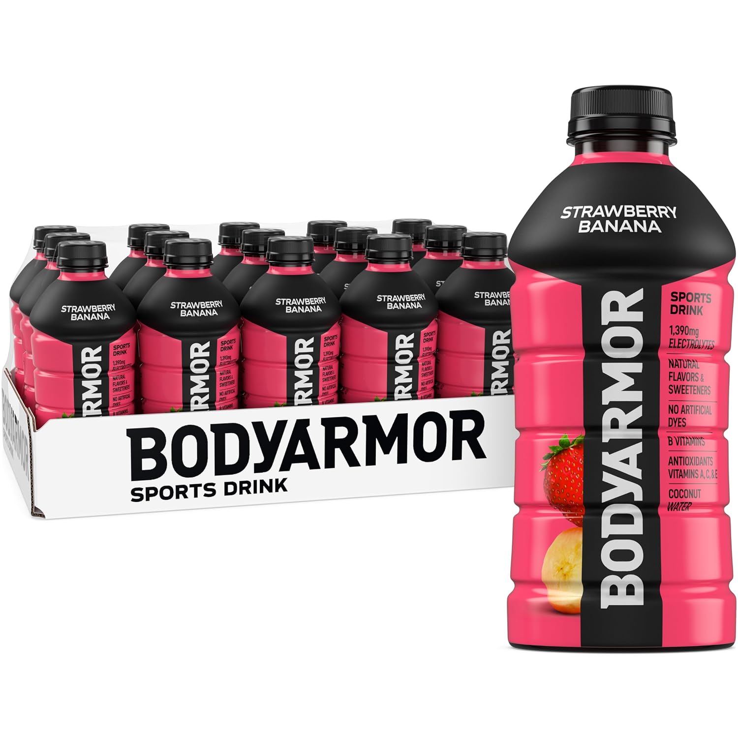BODYARMOR Sports Drink, Strawberry Banana Electrolyte Drink, 28 Oz (15 Pk)