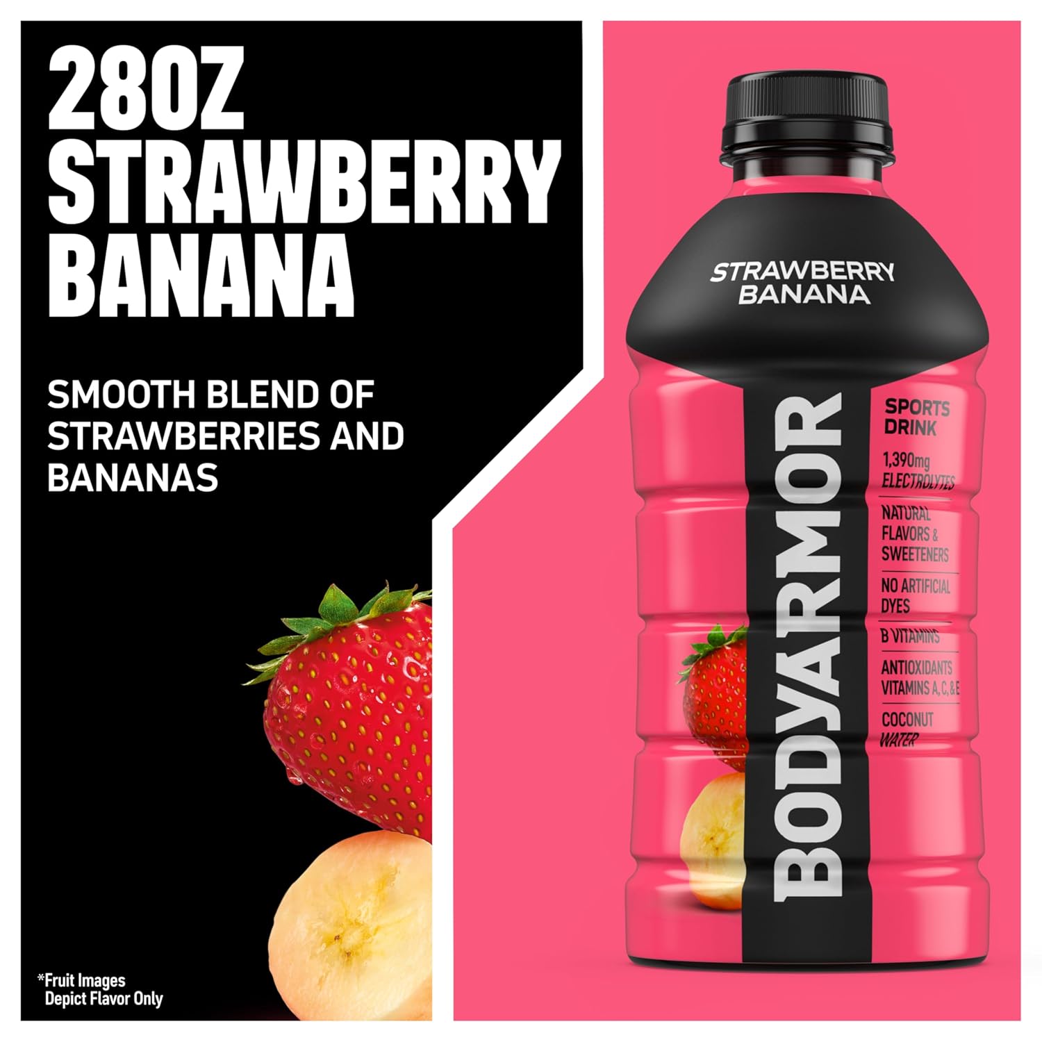 BODYARMOR Sports Drink, Strawberry Banana Electrolyte Drink, 28 Oz (15 Pk)
