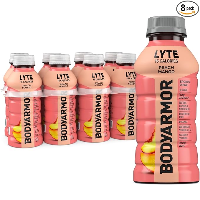 BODYARMOR LYTE Sports Drink, Peach Mango Electrolyte Drink, 12 Oz (8 Pk)