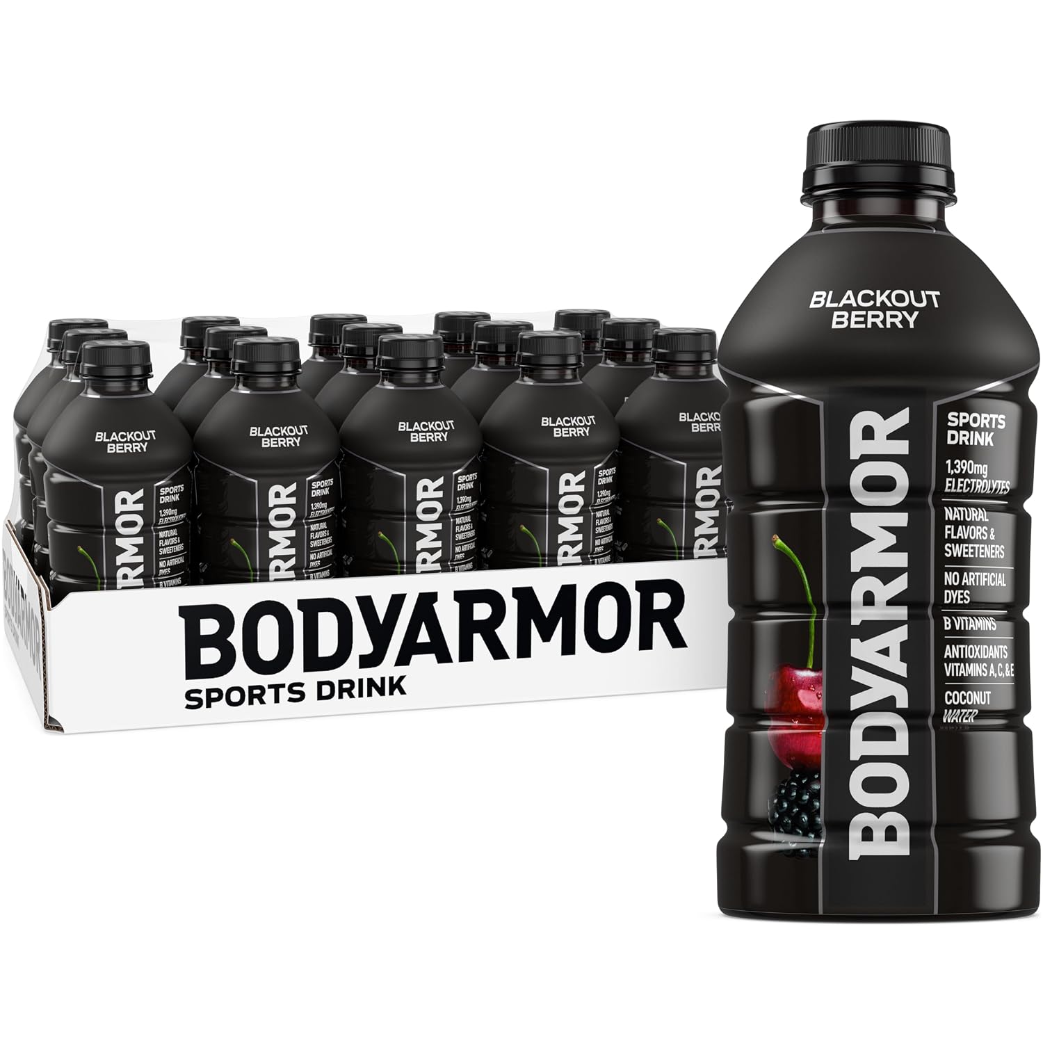 BODYARMOR Sports Drink, Blackout Berry, Electrolyte Drink Hydration, 28 Fl Oz Bottles (15 Pack), Flavored Coconut Water with B Vitamins & Antioxidants