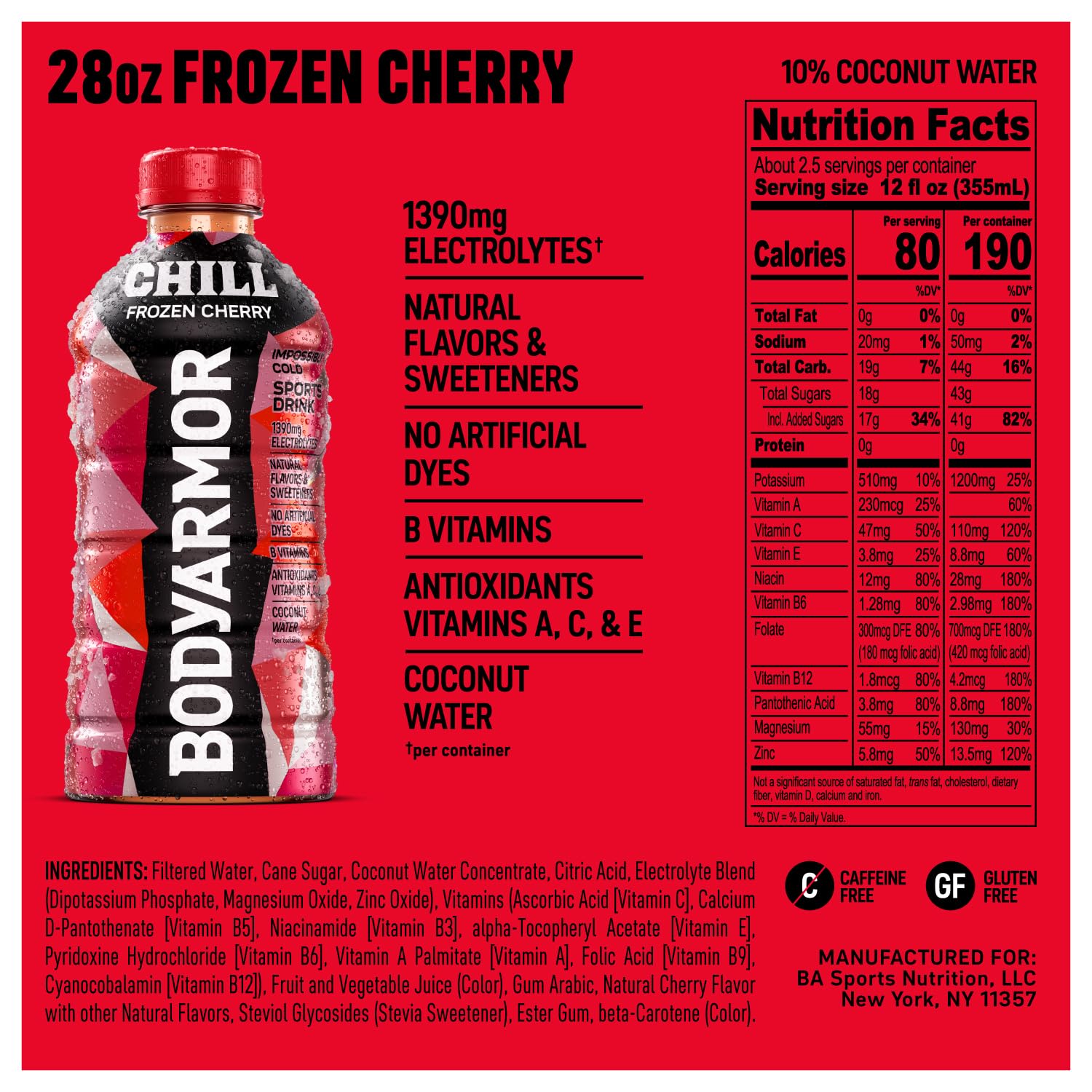 BODYARMOR Chill Frozen Cherry, 28 fl oz​ (Pack of 15)