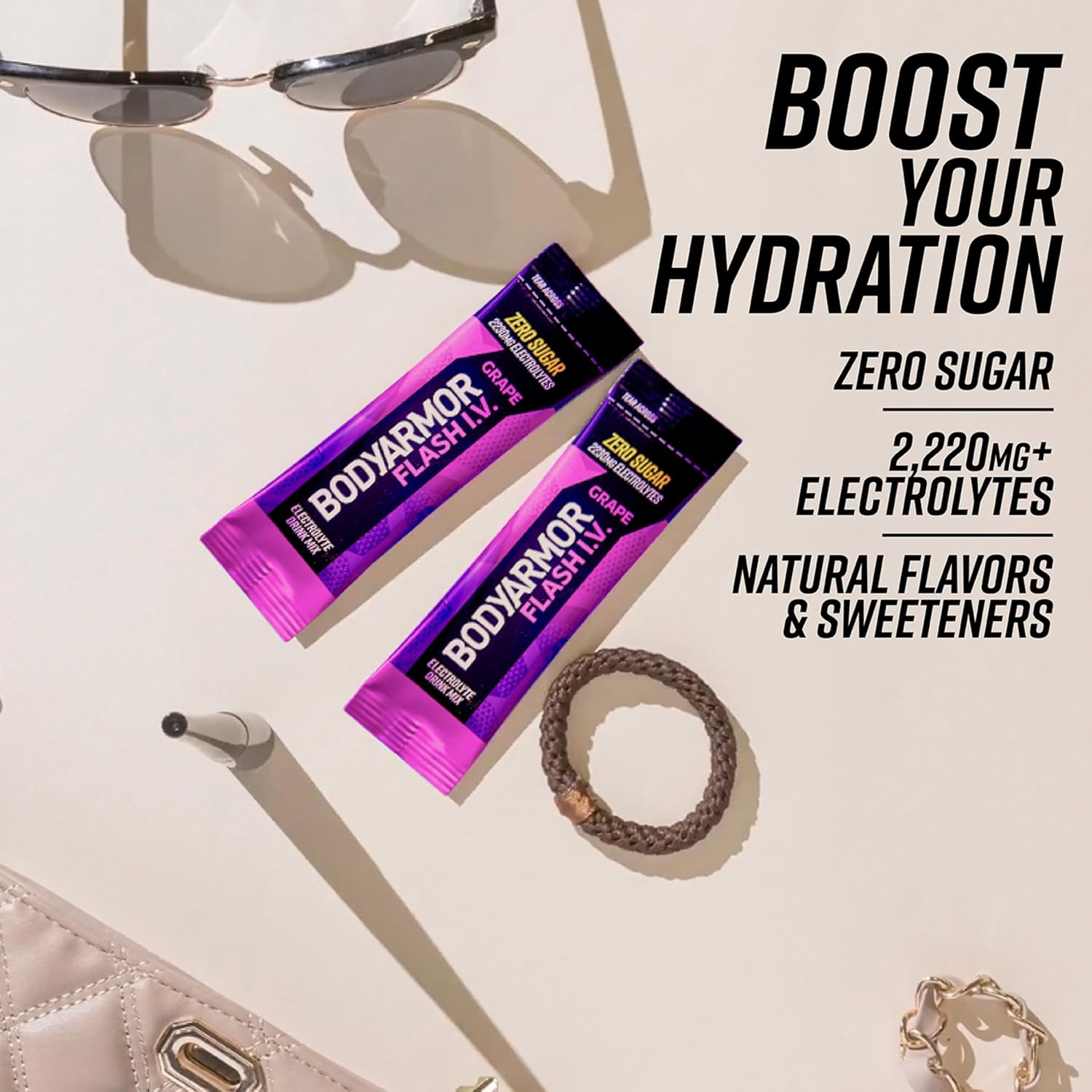 BODYARMOR Flash IV Zero Sugar Electrolyte Mix, Grape, 6 Ct