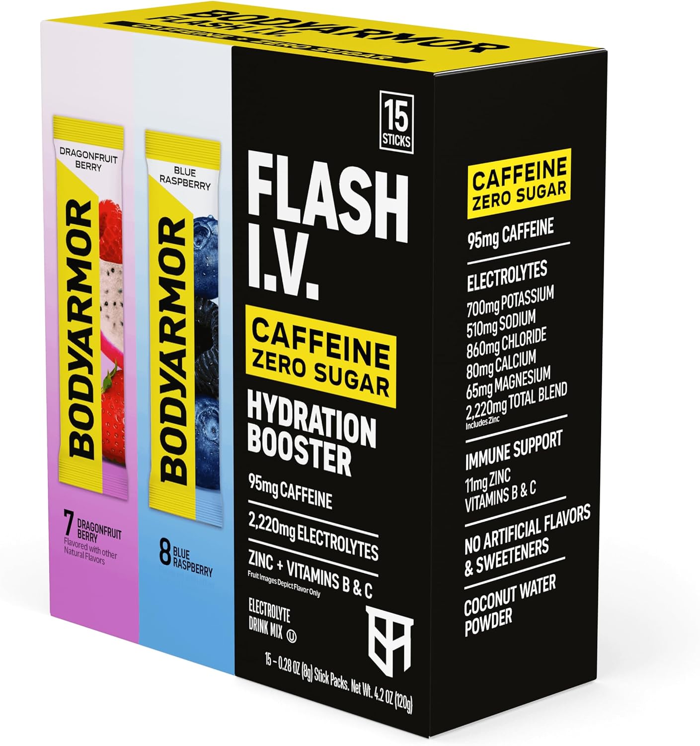 BODYARMOR Flash IV Caffeine + Zero Sugar Electrolyte Mix, Variety Pk, 15 Ct