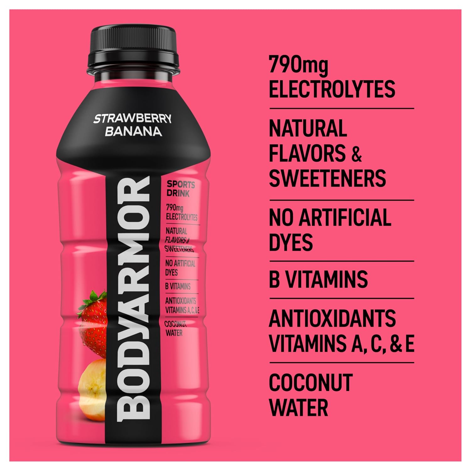 BODYARMOR Sports Drink, Strawberry Banana Electrolyte Drink, 16 Oz (6 Pk)