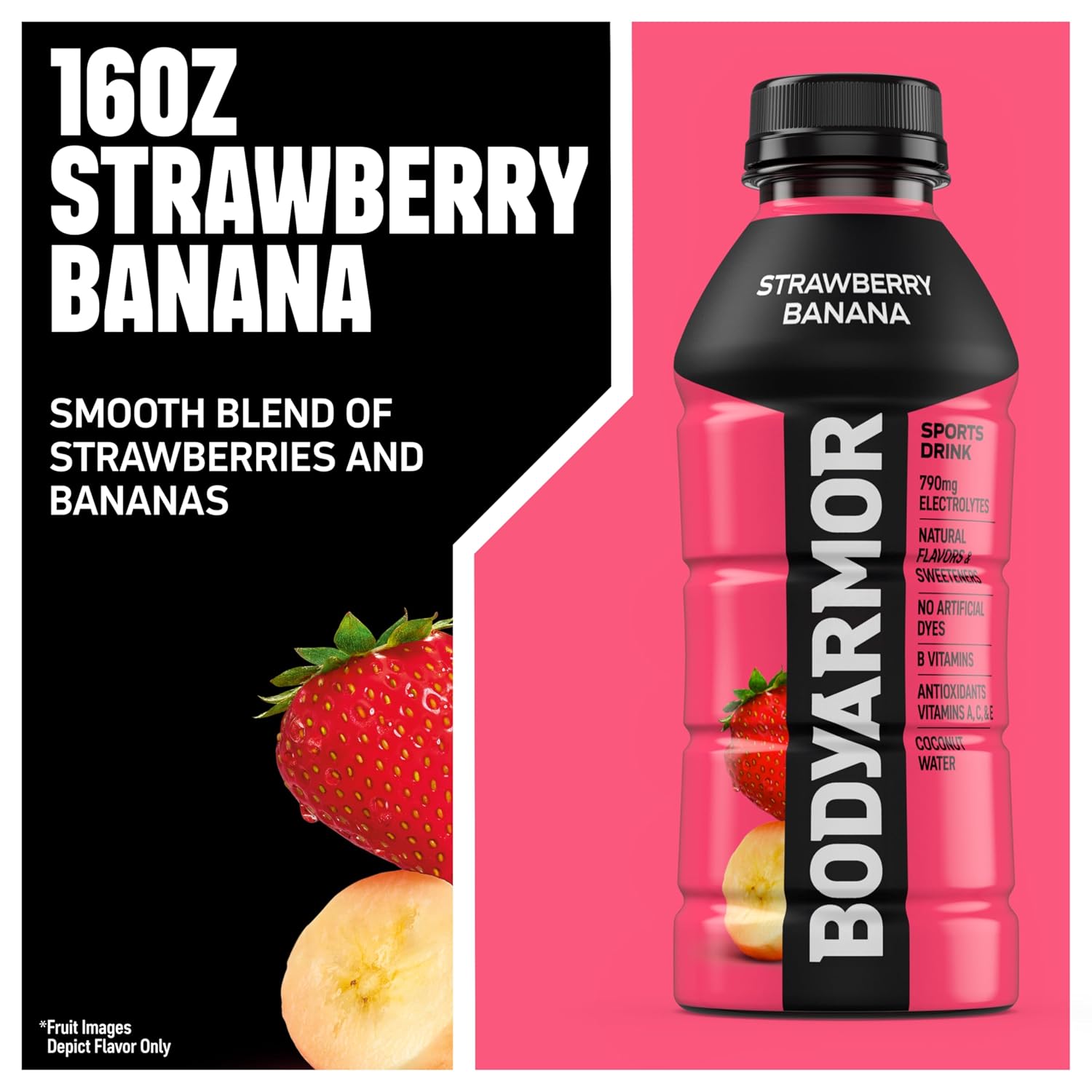 BODYARMOR Sports Drink, Strawberry Banana Electrolyte Drink, 16 Oz (6 Pk)