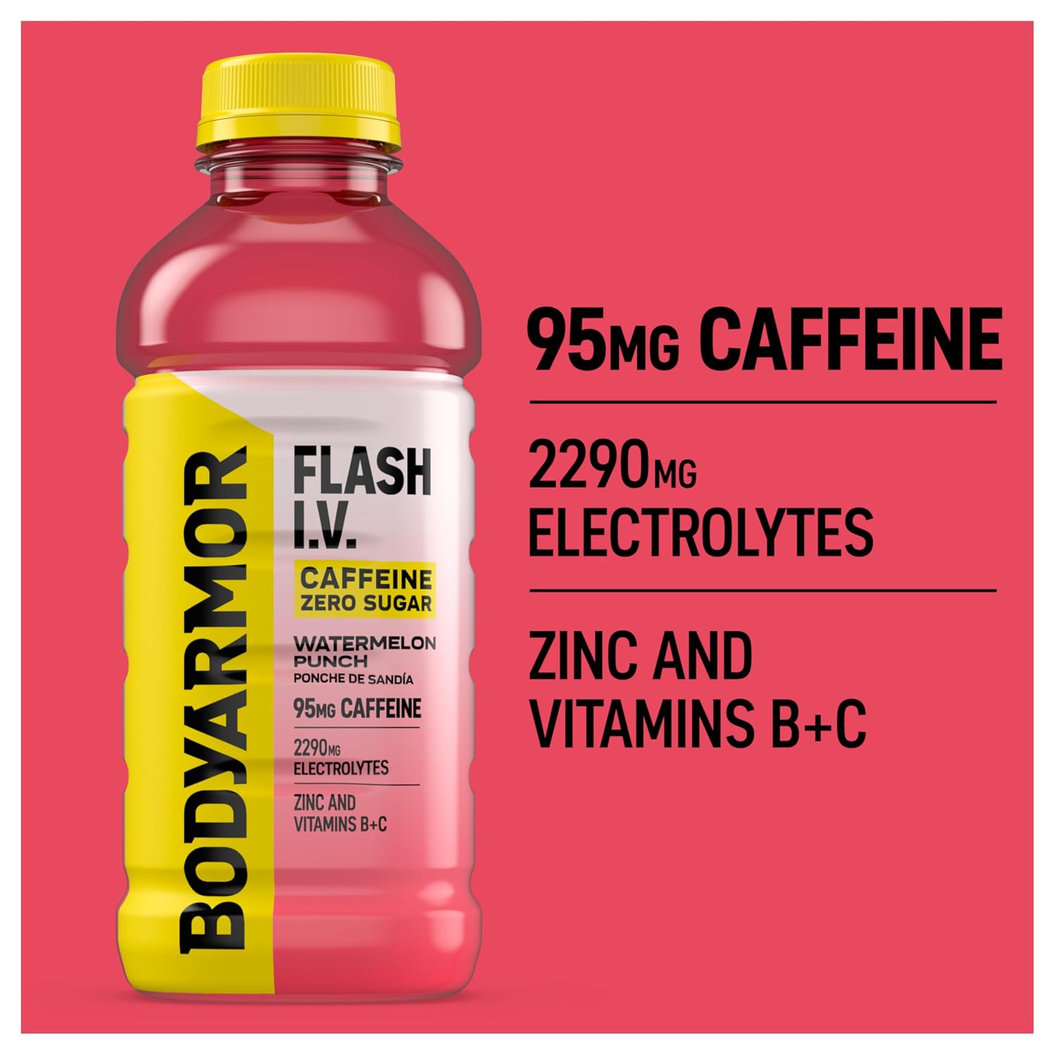 BODYARMOR Flash IV Caffeine + Zero Sugar Drink, Watermelon, 20 Oz (12 Pk)