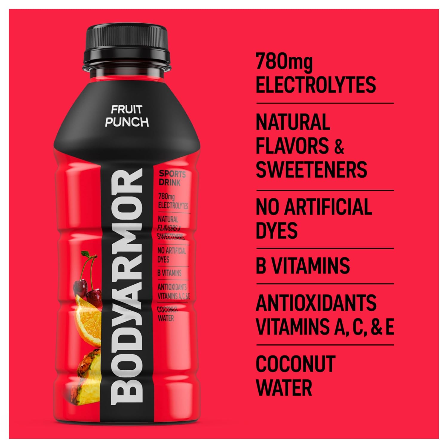 BODYARMOR Sports Drink, Fruit Punch Electrolyte Drink, 16 Oz (12 Pk)
