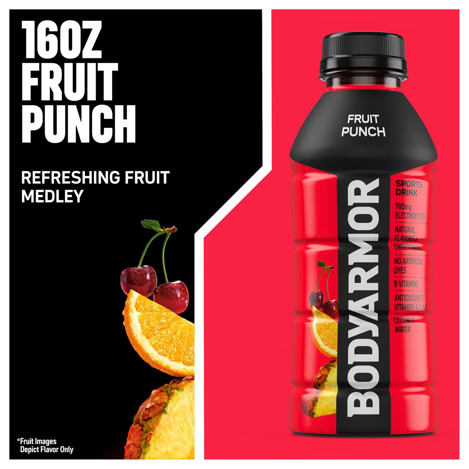 BODYARMOR Sports Drink, Fruit Punch Electrolyte Drink, 16 Oz (12 Pk)