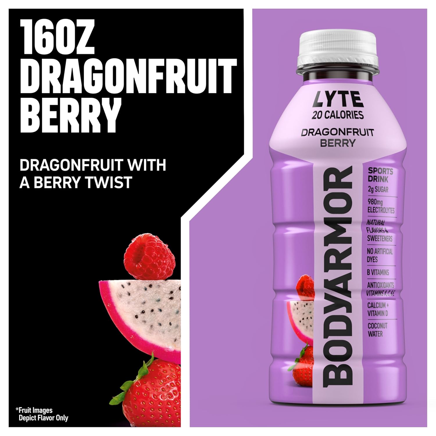 BODYARMOR LYTE Sports Drink, Dragonfruit Electrolyte Drink, 16 Oz (12 Pk)