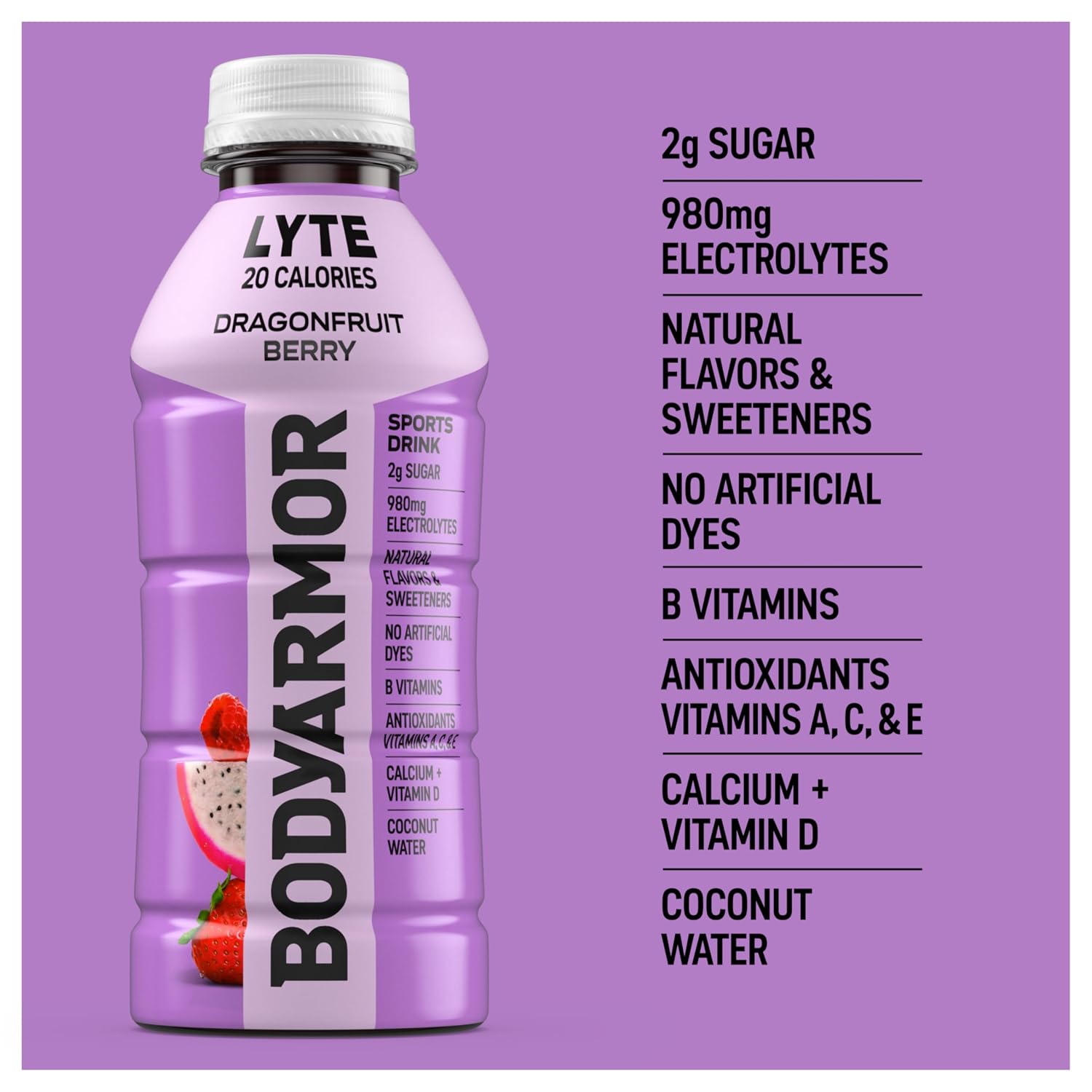 BODYARMOR LYTE Sports Drink, Dragonfruit Electrolyte Drink, 16 Oz (12 Pk)
