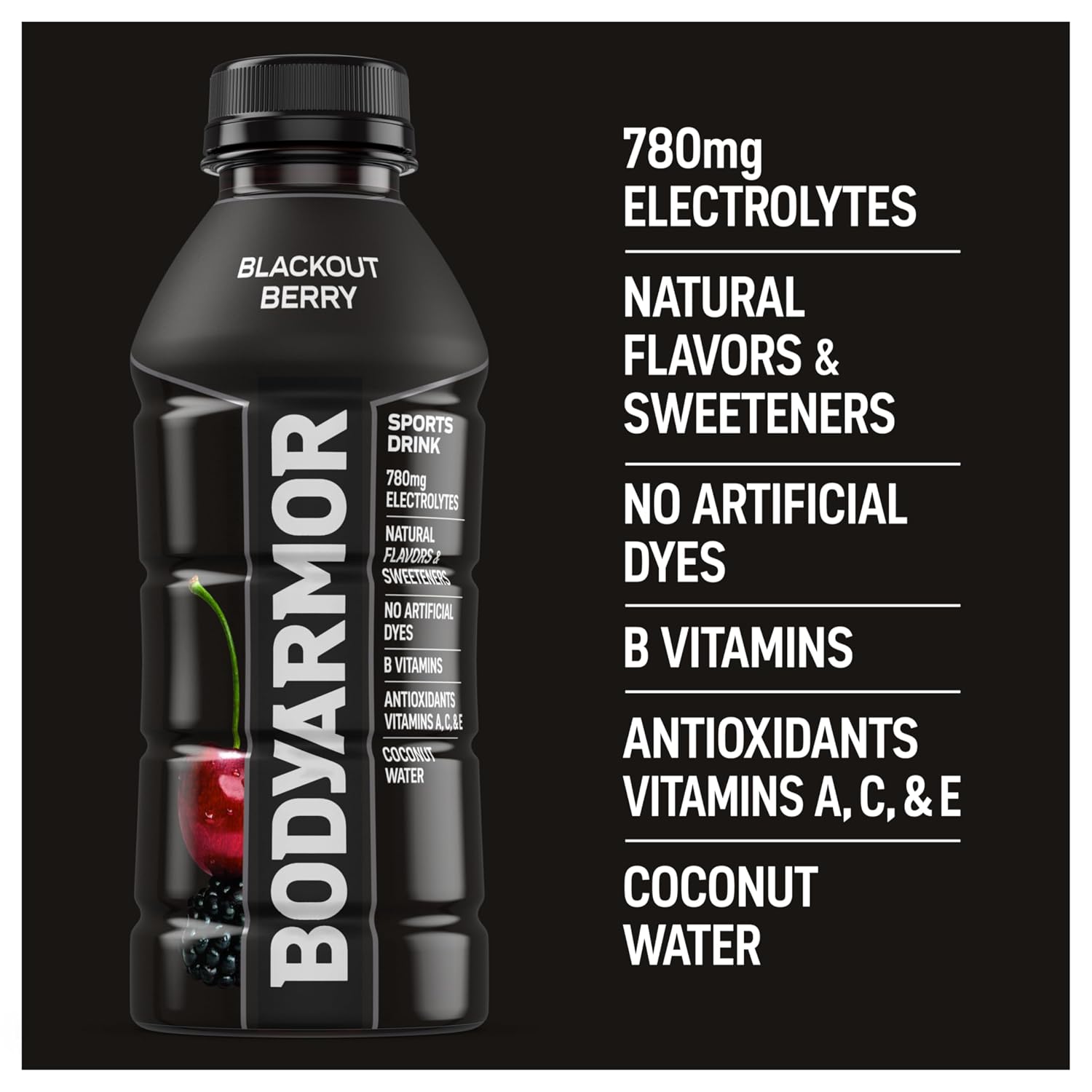 BODYARMOR Sports Drink, Blackout Berry Electrolyte Drink, 16 Oz (12 Pk)
