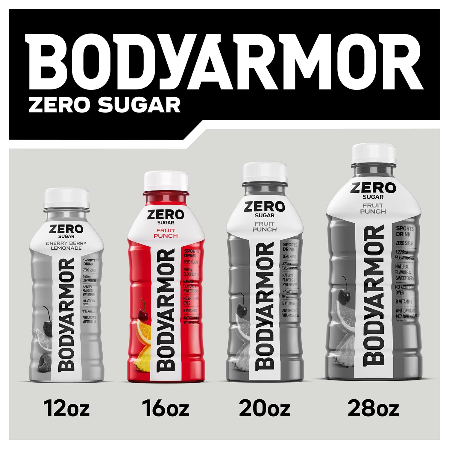 BODYARMOR ZERO Sugar Electrolyte Drink, Lemon Lime, 16 Oz (12 Pk)