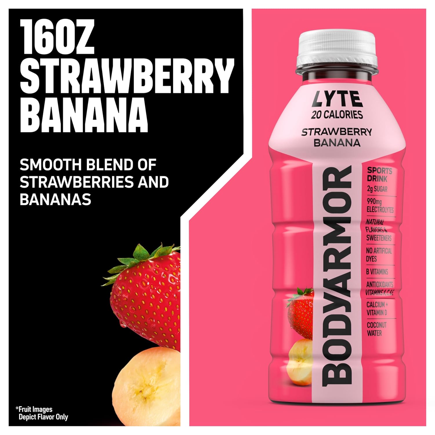 BODYARMOR LYTE Sports Drink, Strawberry Banana, 16 Oz (12 Pk)