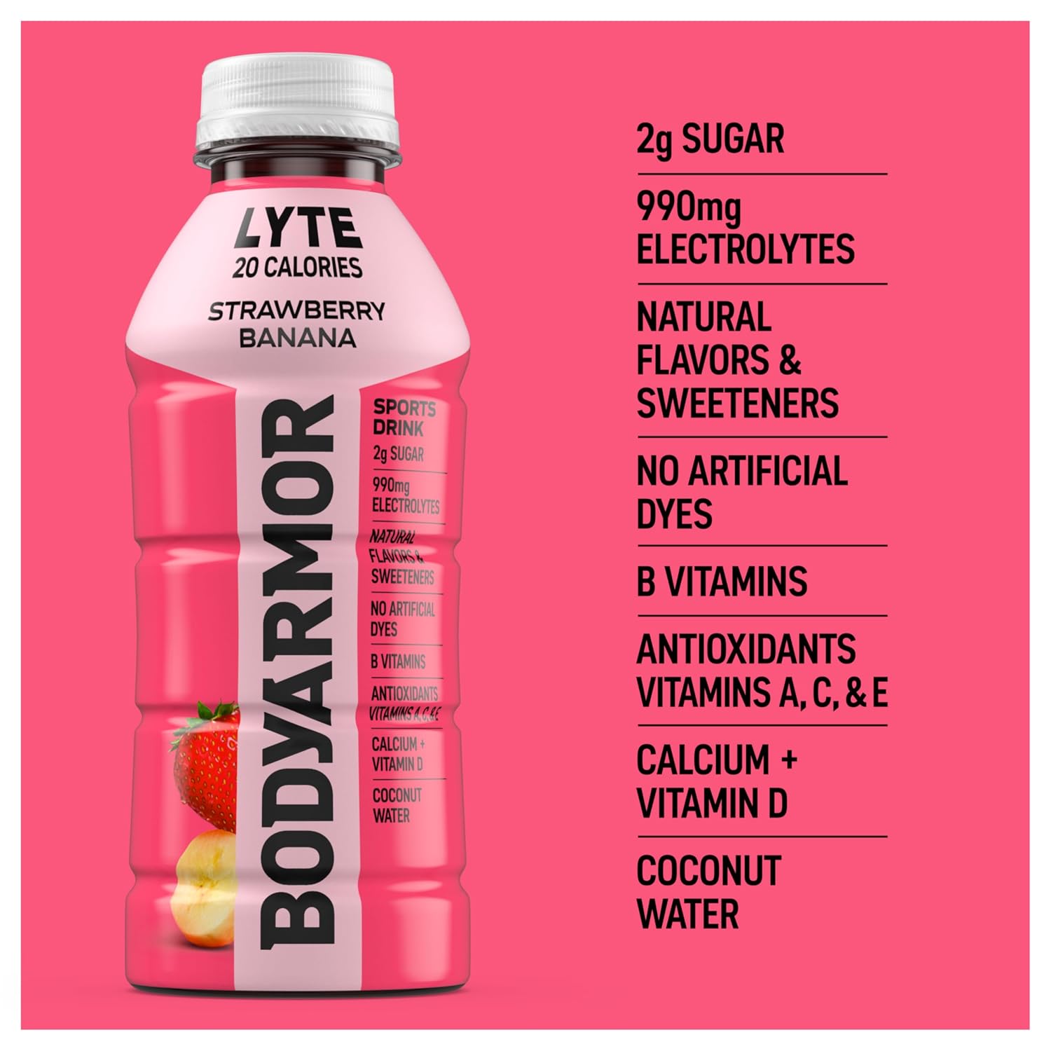 BODYARMOR LYTE Sports Drink, Strawberry Banana, 16 Oz (12 Pk)