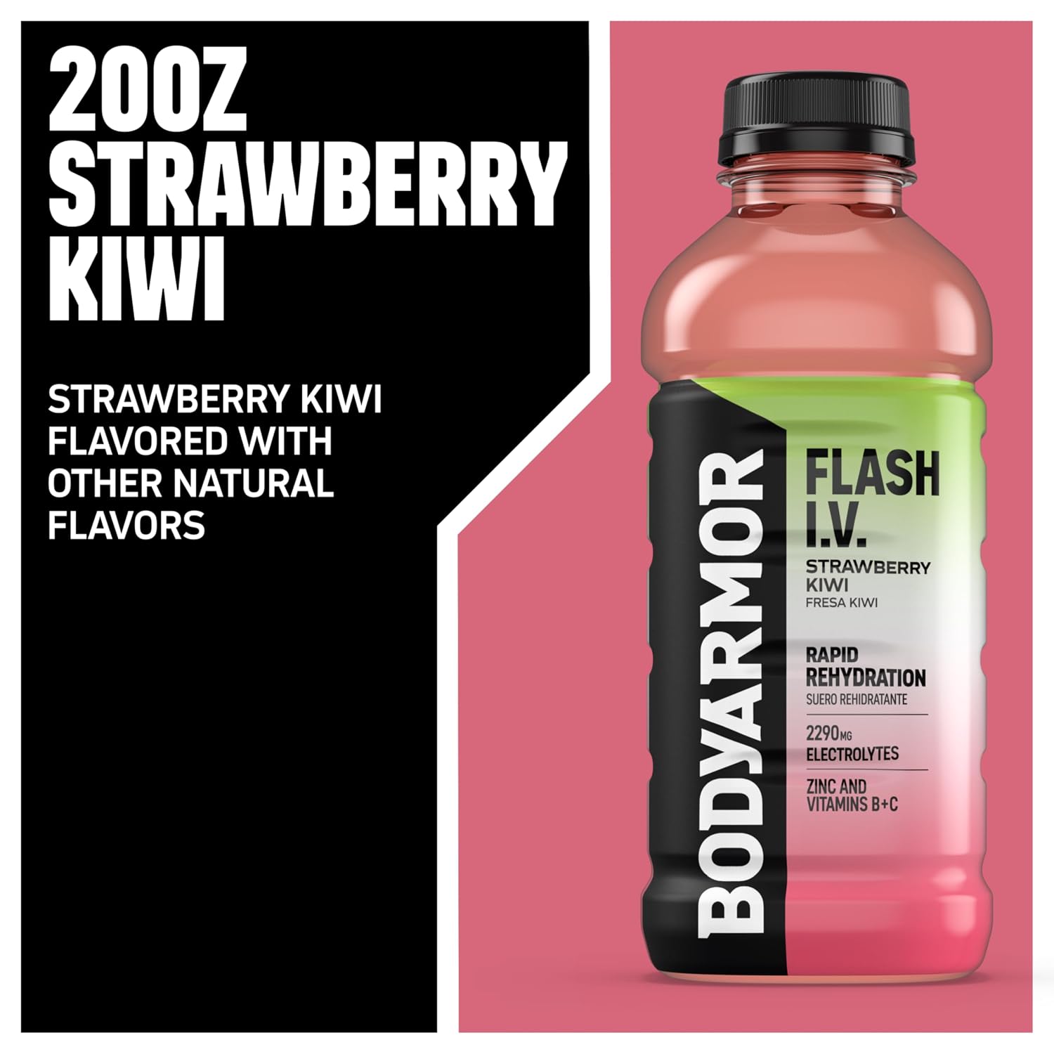 BODYARMOR Flash IV Hydration Drink, Strawberry Kiwi, 20 Oz (12 Pk)