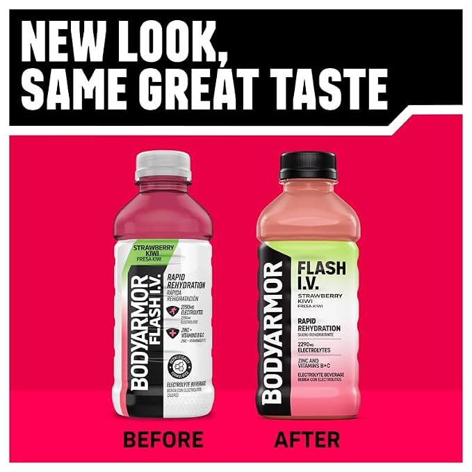 BODYARMOR Flash IV Hydration Drink, Strawberry Kiwi, 20 Oz (12 Pk)