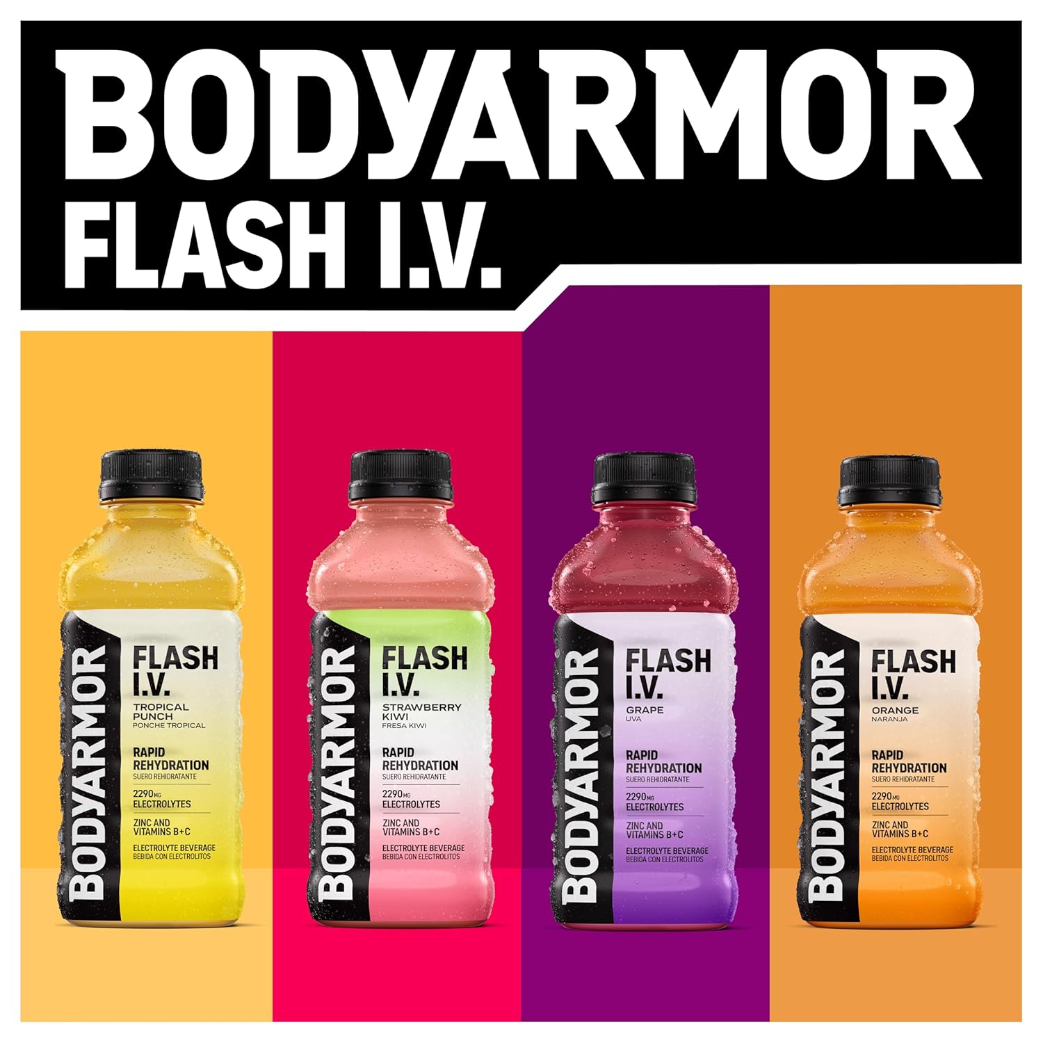 BODYARMOR Flash IV Hydration Drink, Strawberry Kiwi, 20 Oz (12 Pk)