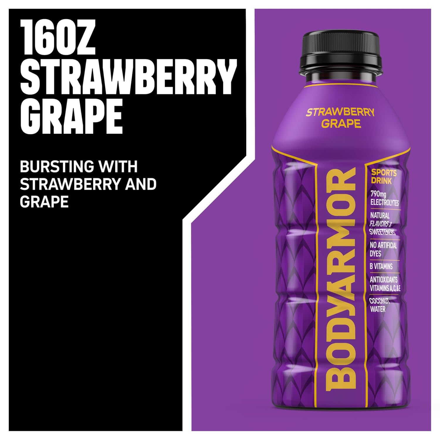 BODYARMOR Sports Drink, Strawberry Grape Electrolyte Drink, 16 Oz (12 Pk)