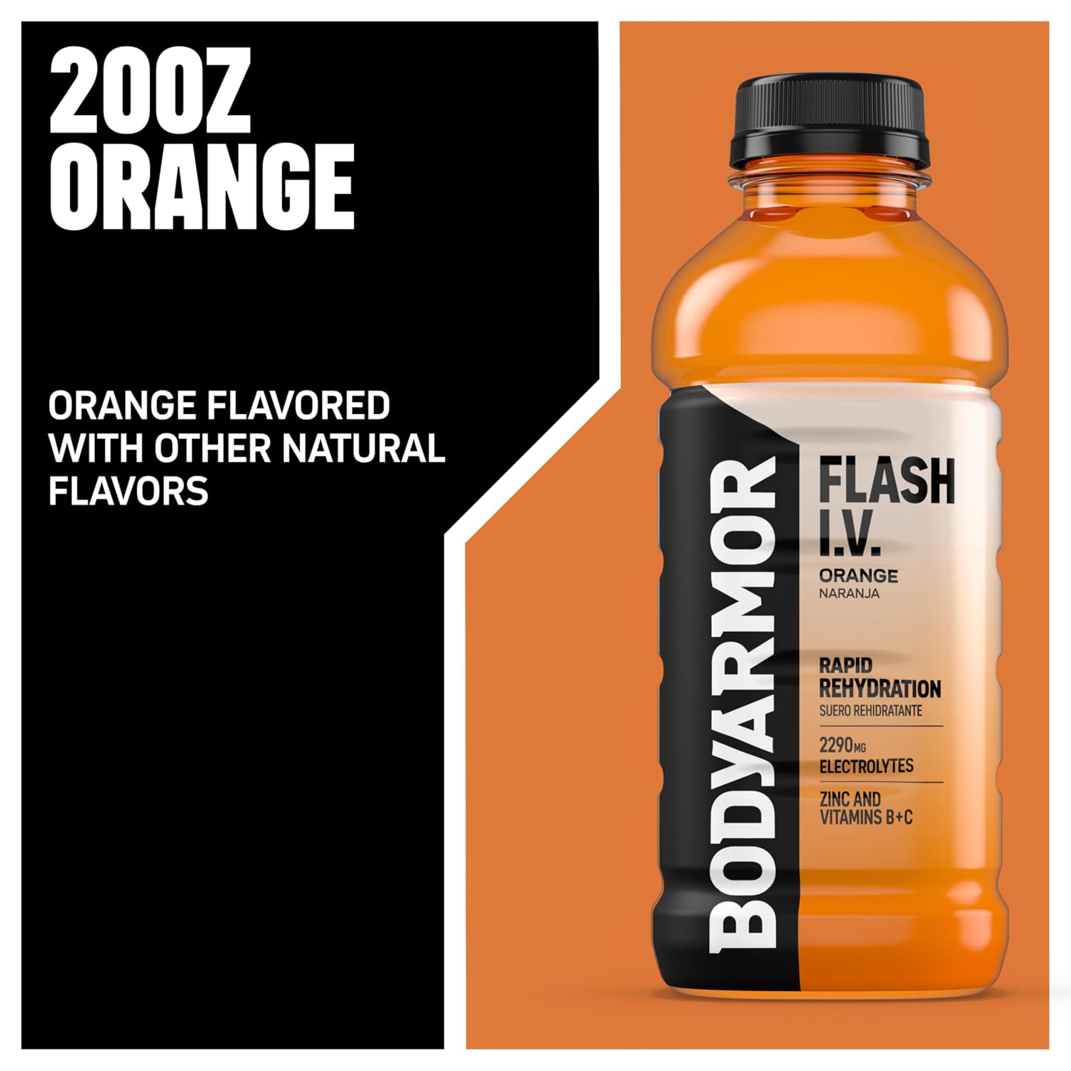 BODYARMOR Flash IV Hydration Drink, Orange, 20 Oz (12 Pk)