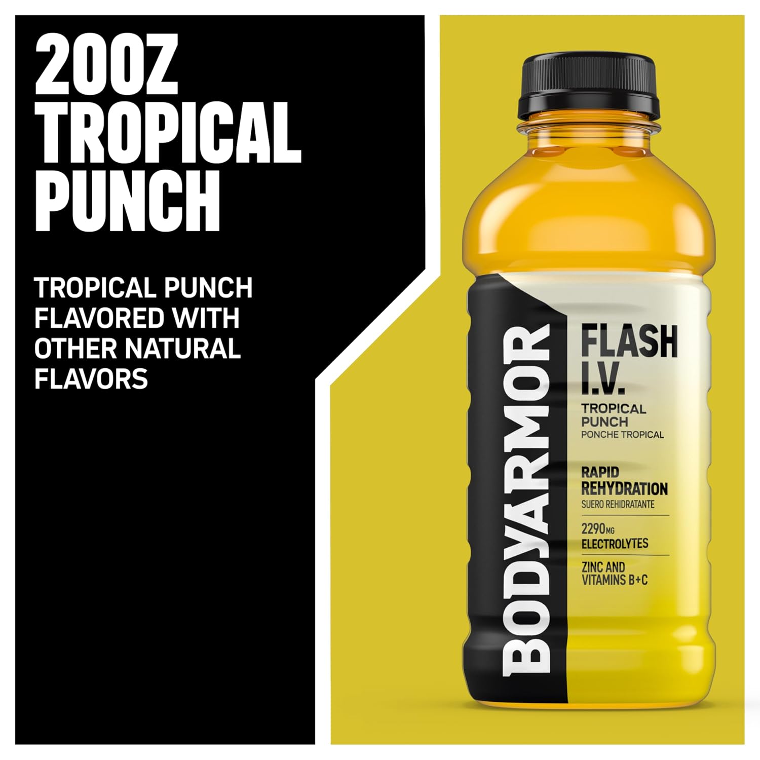 BODYARMOR Flash IV Hydration Drink, Tropical Punch, 20 Oz (12 Pk)