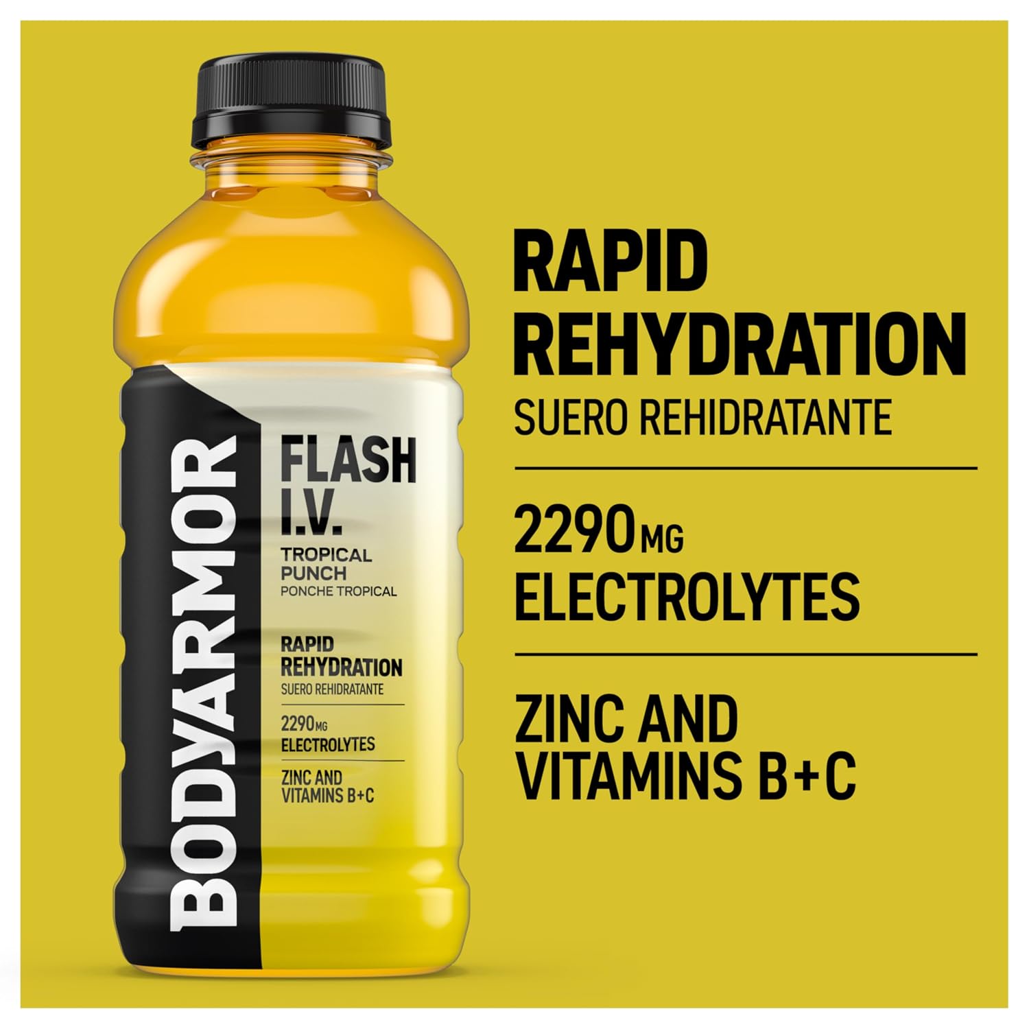 BODYARMOR Flash IV Hydration Drink, Tropical Punch, 20 Oz (12 Pk)