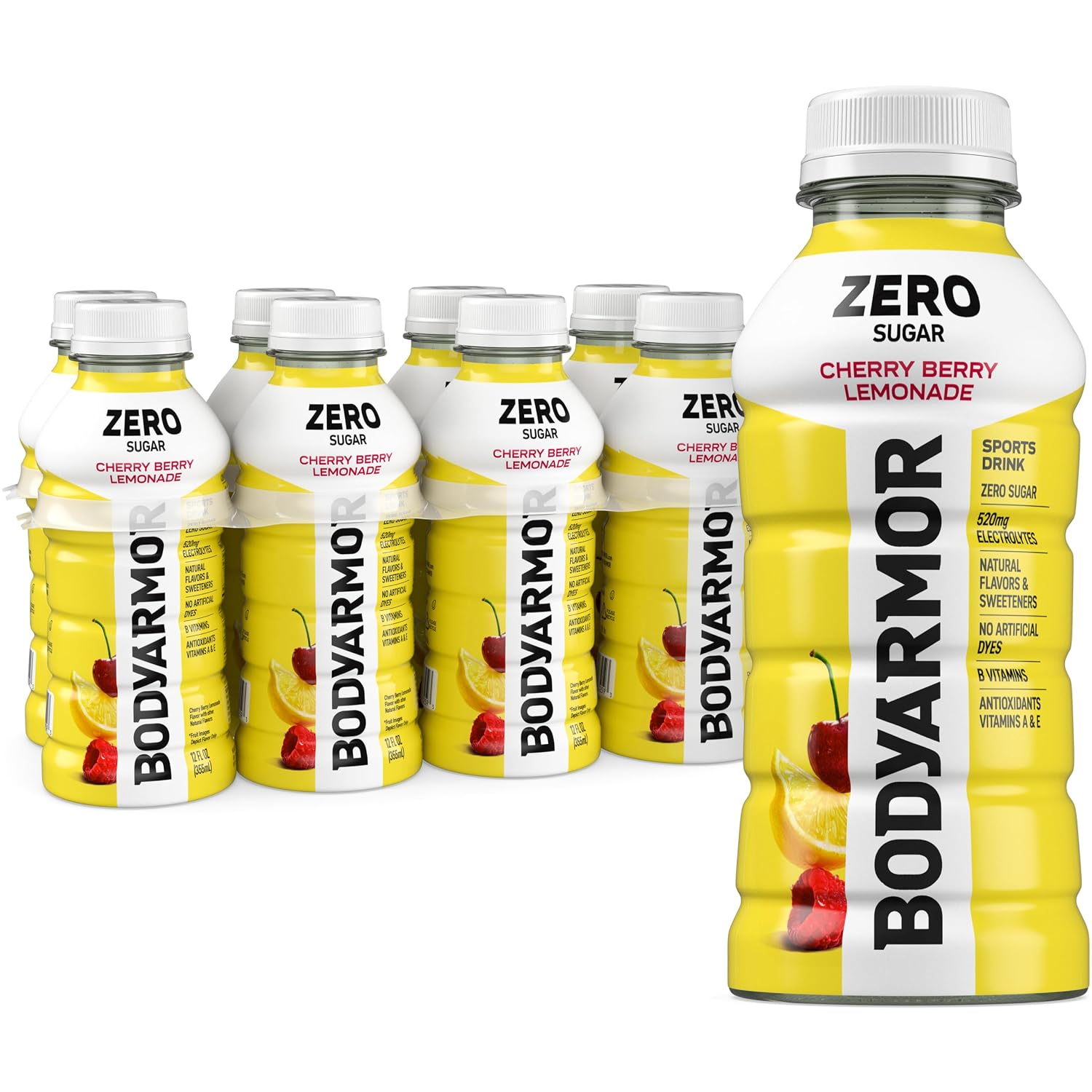 BODYARMOR ZERO Sugar Electrolyte Drink, Cherry Berry Lemonade, 12 Oz (8 Pk)