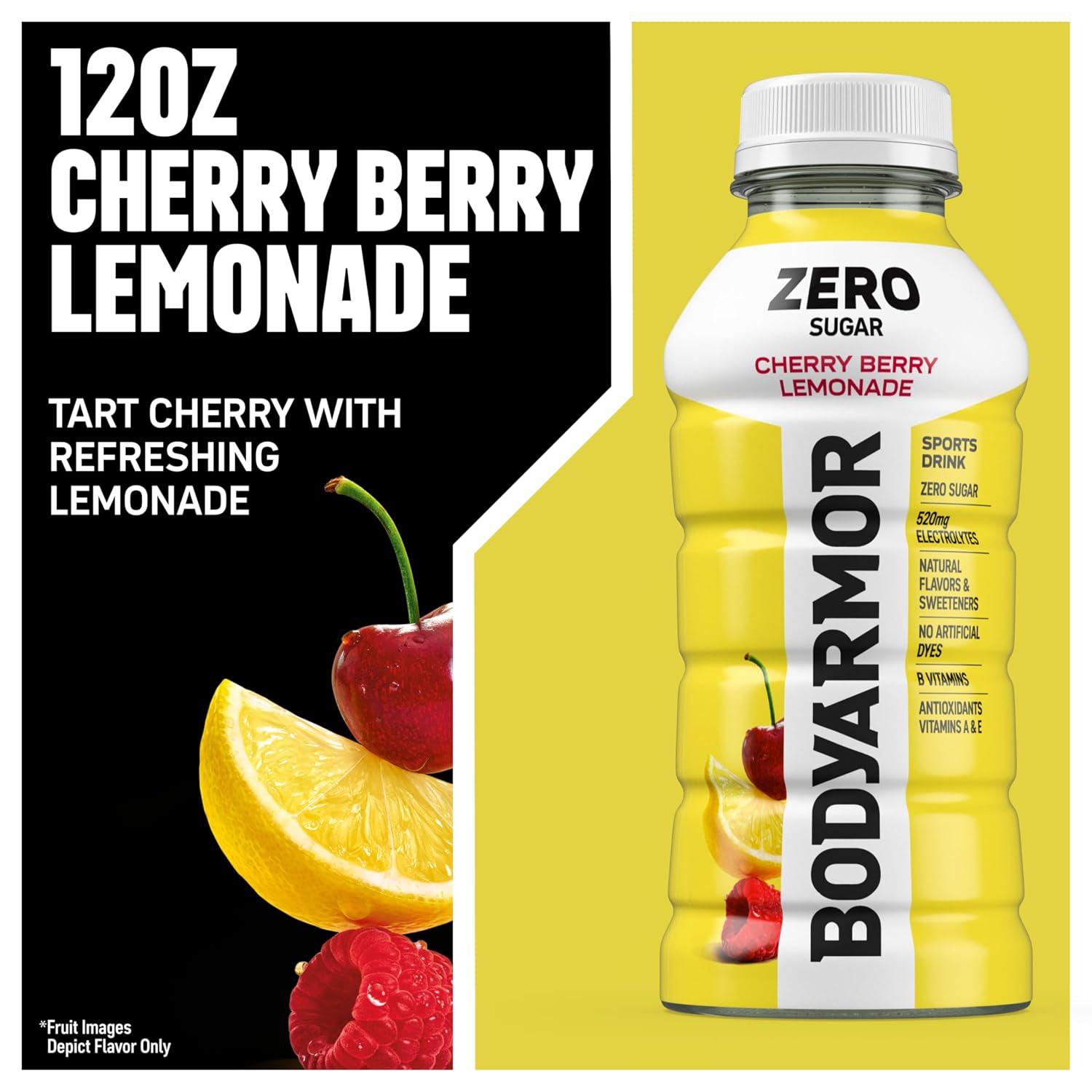 BODYARMOR ZERO Sugar Electrolyte Drink, Cherry Berry Lemonade, 12 Oz (8 Pk)