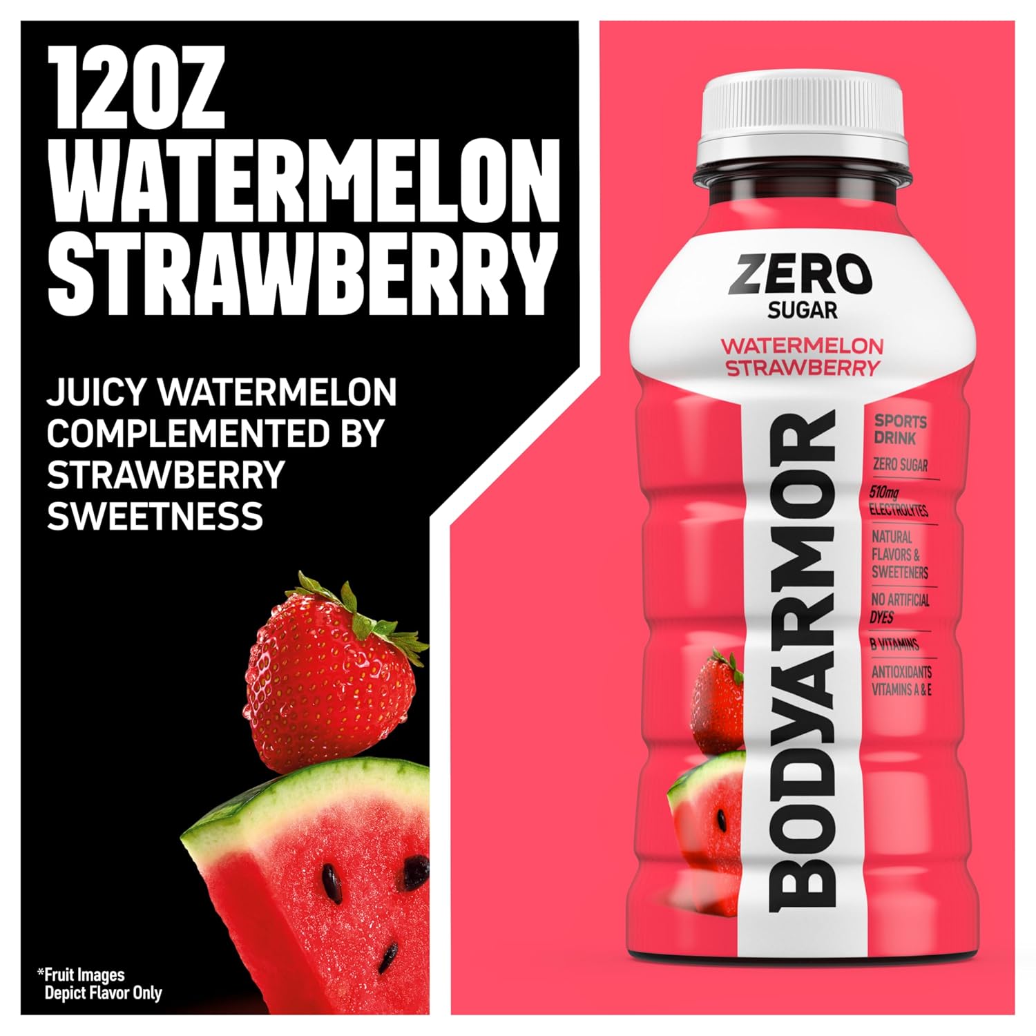 BODYARMOR ZERO Sugar Electrolyte Drink, Watermelon Strawberry, 12 Oz (8 Pk)
