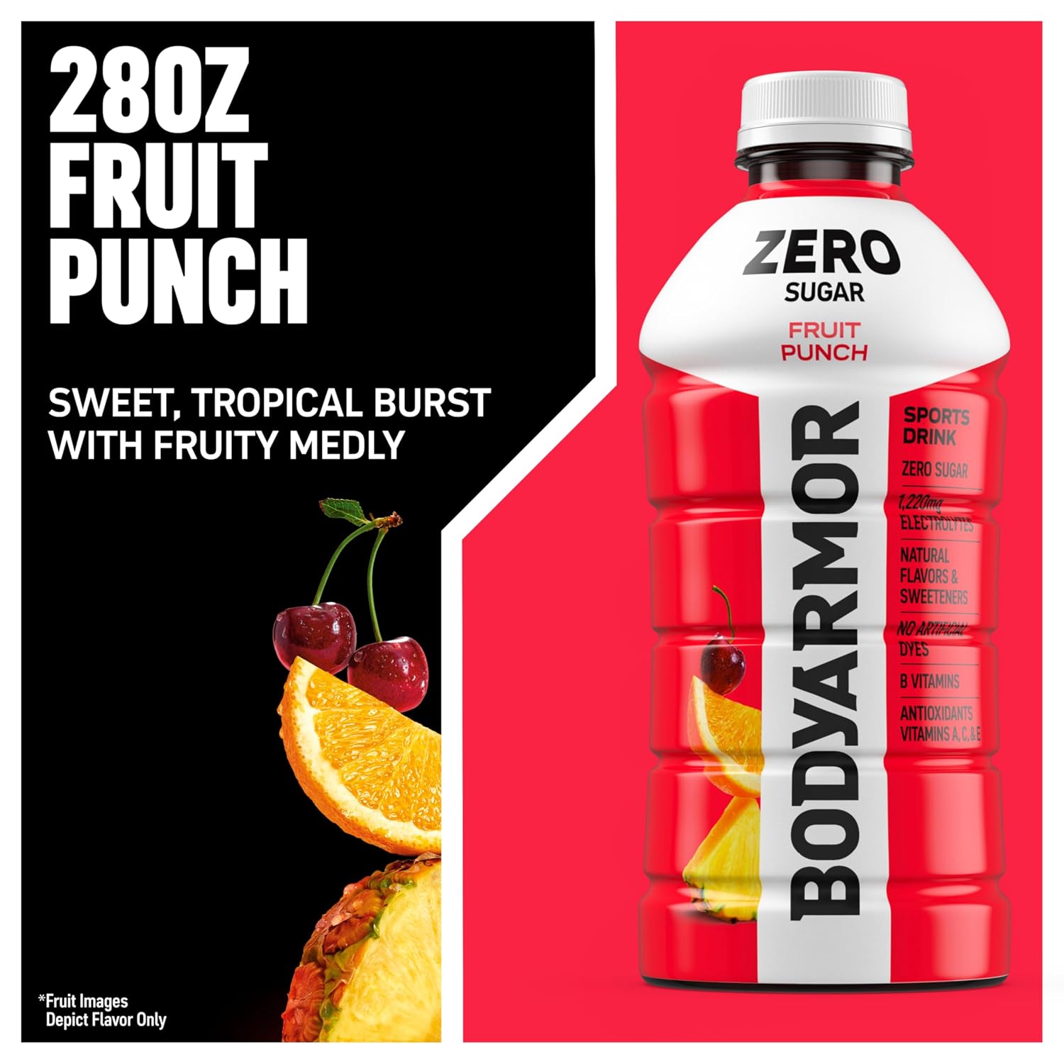 BODYARMOR ZERO Sugar Electrolyte Drink, Fruit Punch, 28 Oz (15 Pk)