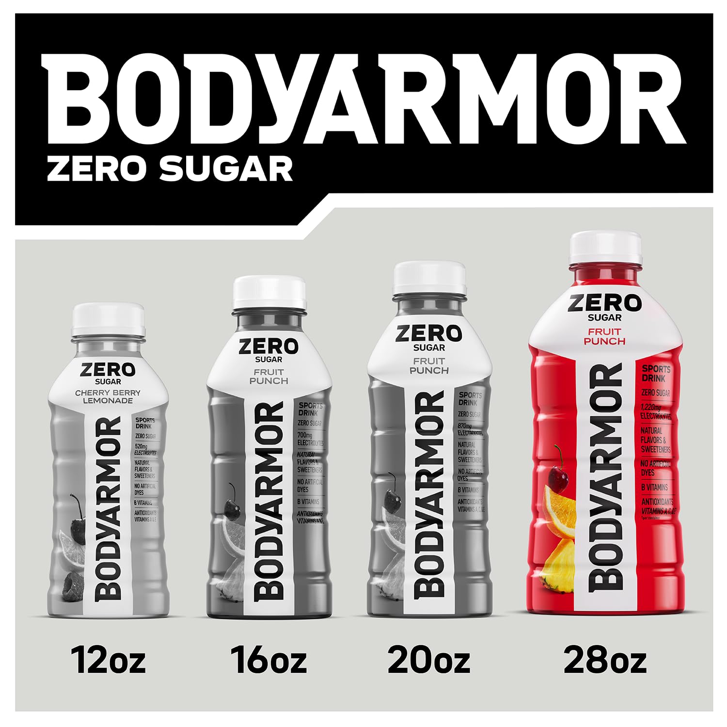 BODYARMOR ZERO Sugar Electrolyte Drink, Fruit Punch, 28 Oz (15 Pk)