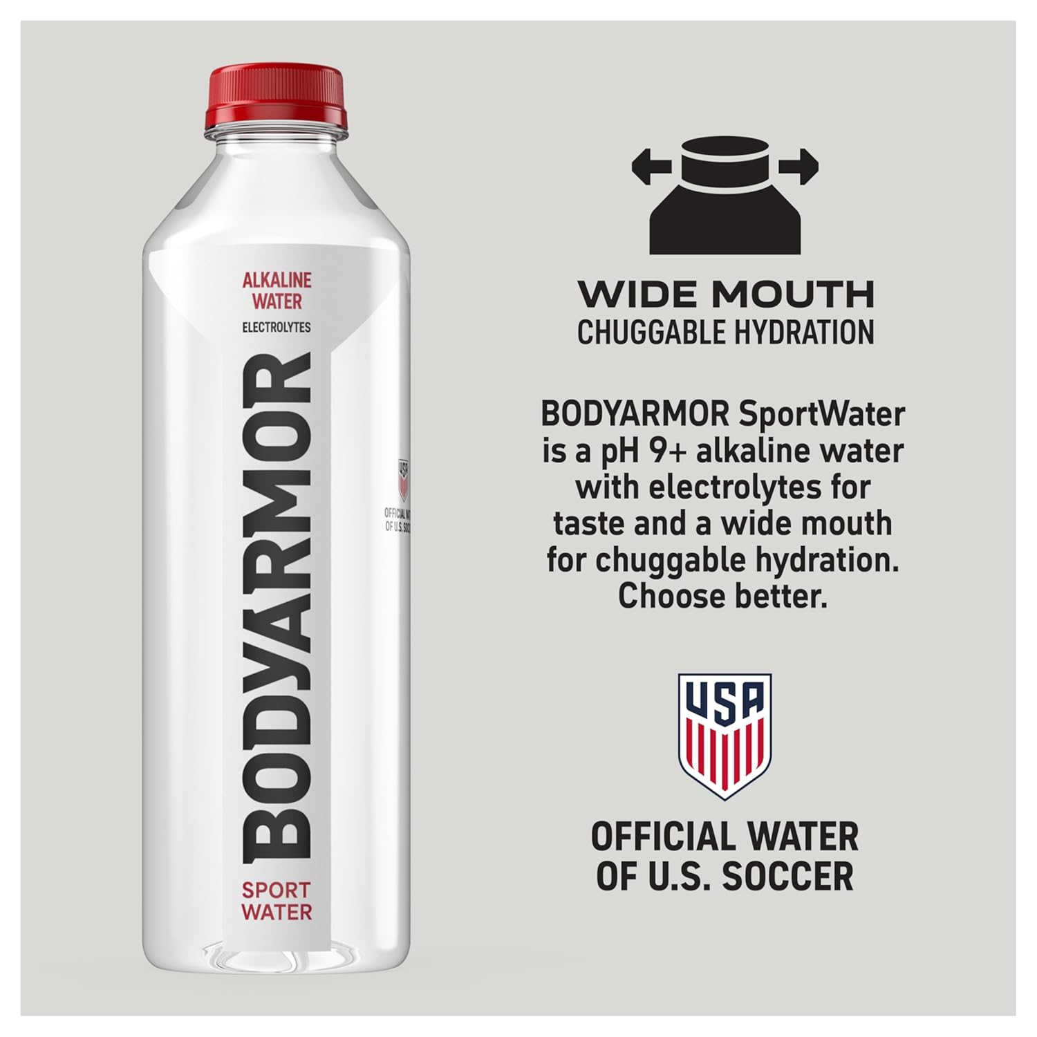 BODYARMOR SportWater, High Alkaline Water Pack + Electrolytes, 1L (12 Pk)