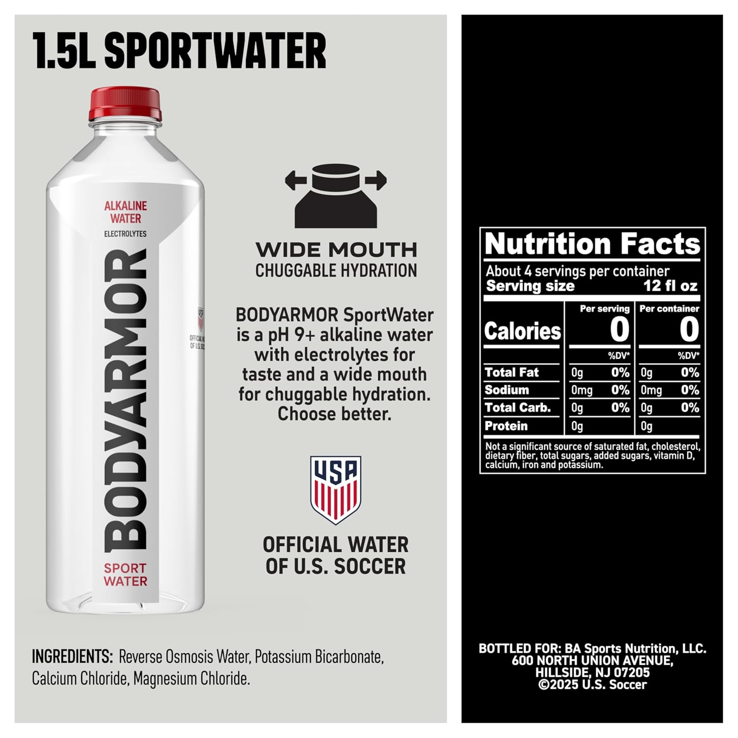 BODYARMOR SportWater, High Alkaline Water Pack + Electrolytes, 1.5L (12 Pk)