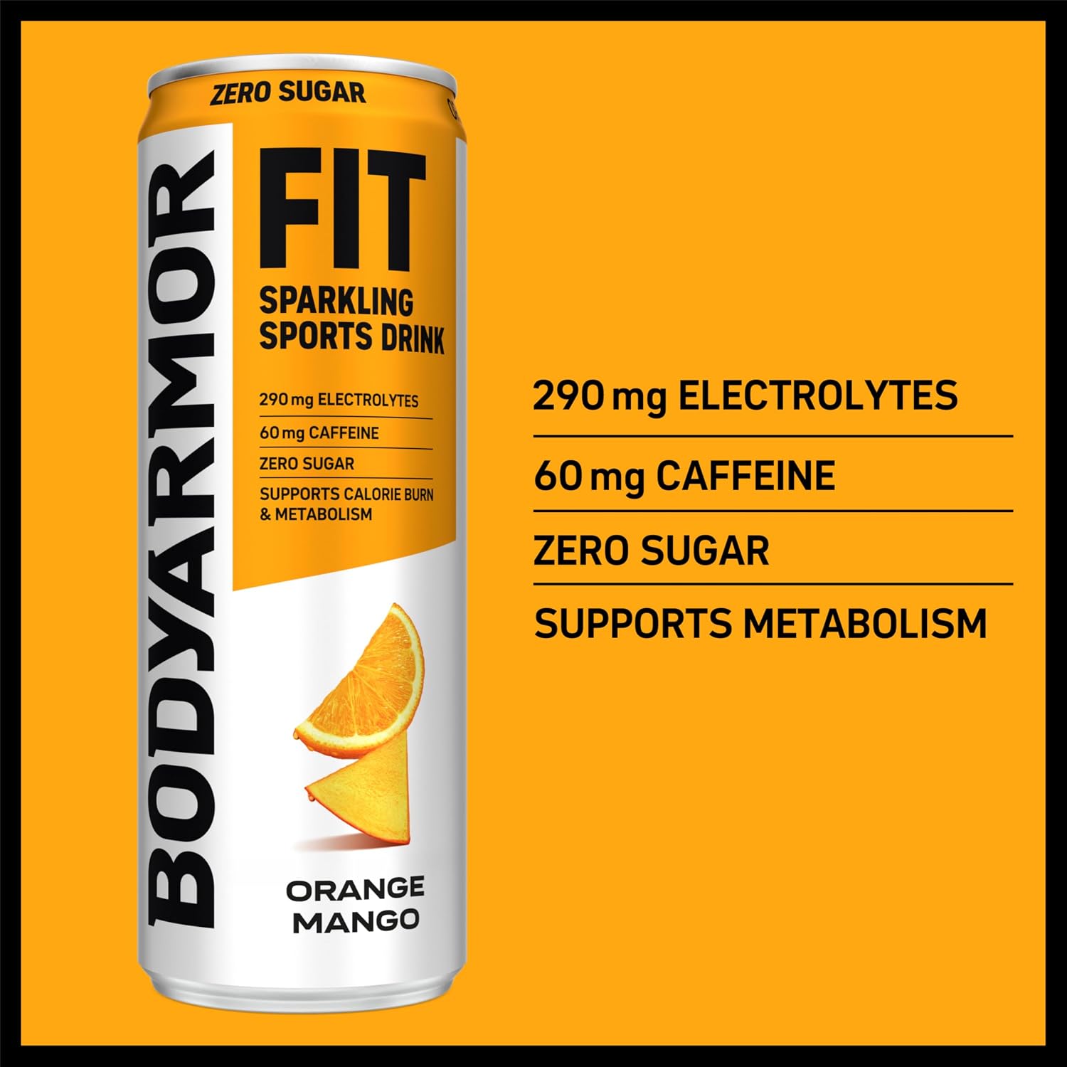 BODYARMOR FIT Sparkling Sports Drink, Zero Sugar Orange Mango, 12oz (4pk)