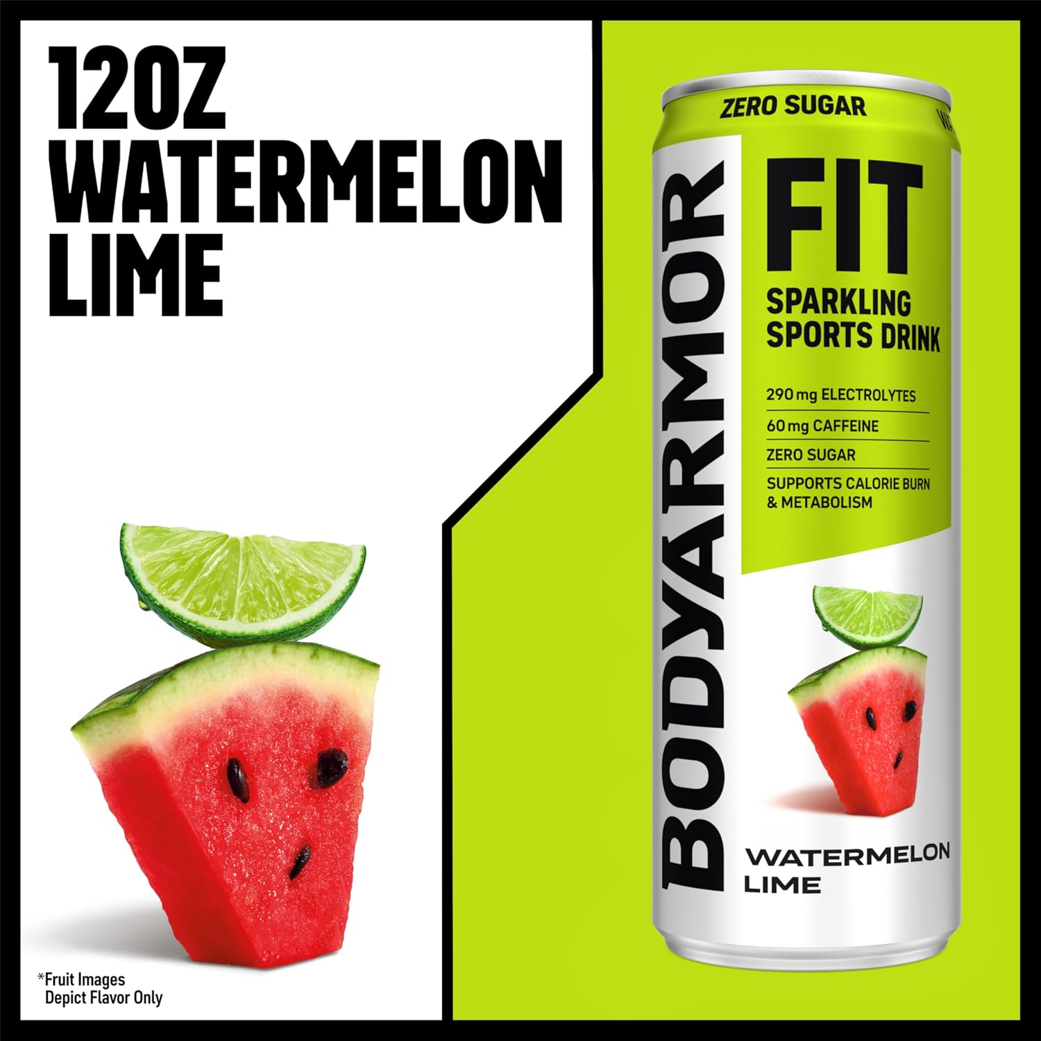 BODYARMOR FIT Sparkling Sports Drink, Zero Sugar Wtrmln Lime, 12oz (12pk)