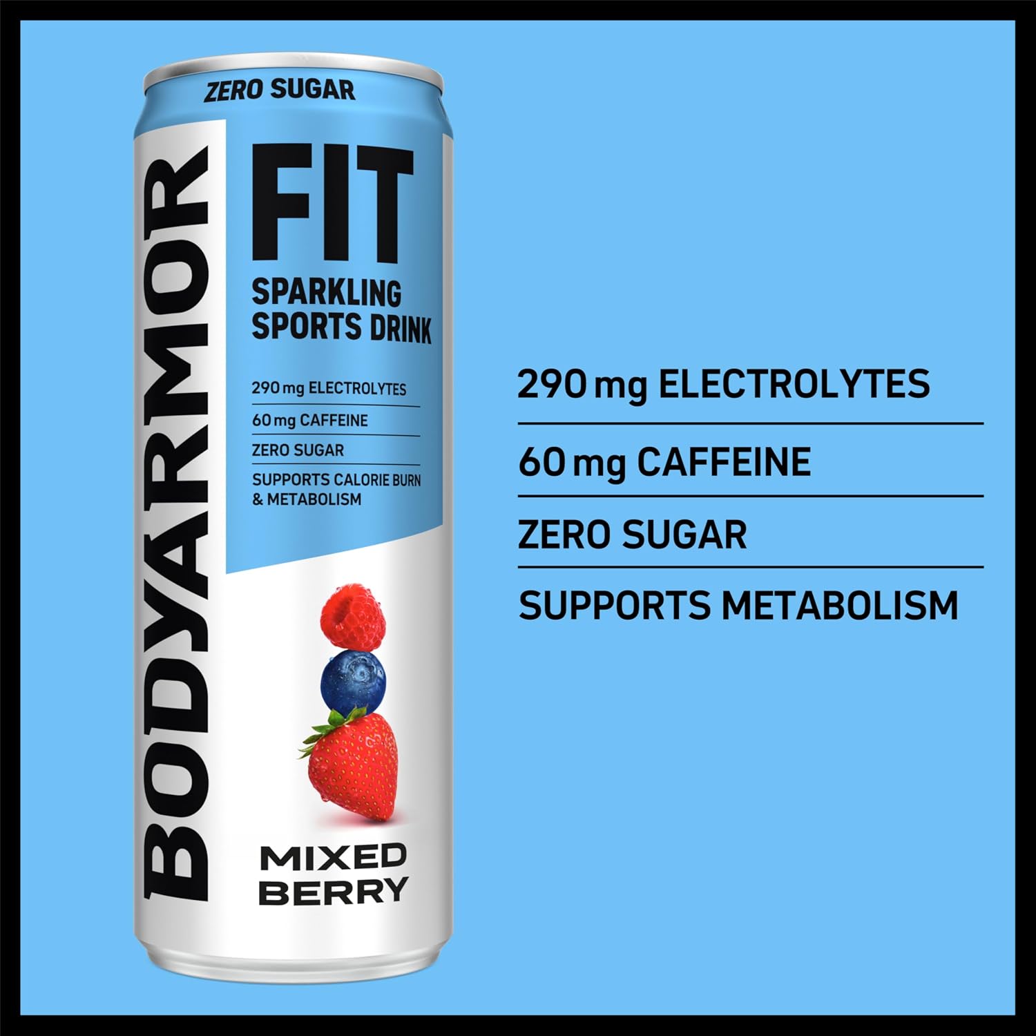 BODYARMOR FIT Sparkling Sports Drink, Zero Sugar Mixed Berry, 12oz (4pk)
