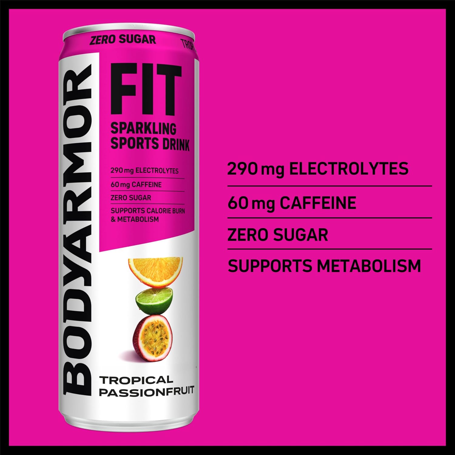 BODYARMOR FIT Sparkling Sports Drink, Zero Sugar Passionfruit, 12oz (4pk)