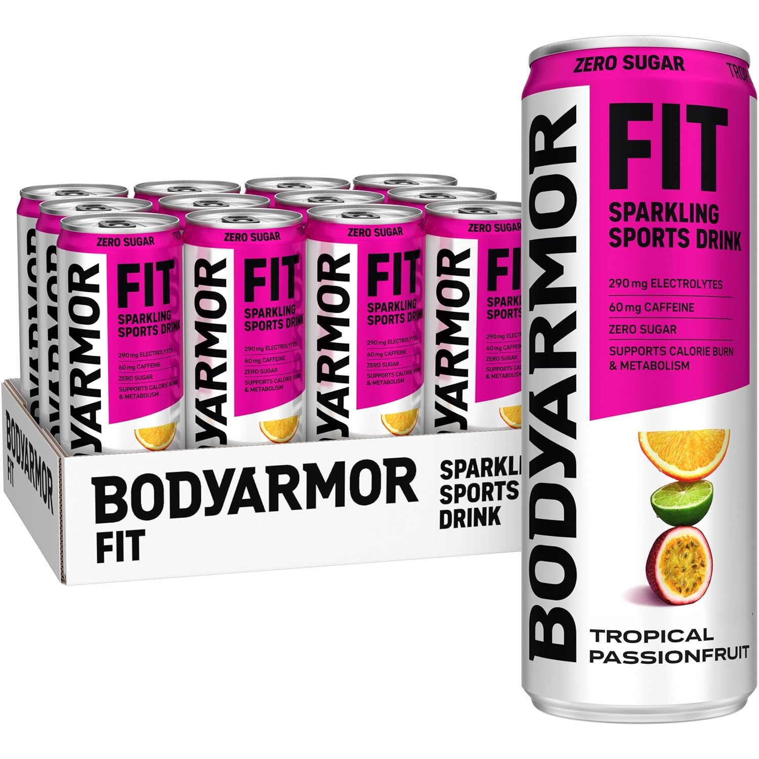 BODYARMOR FIT Sparkling Sports Drink, Zero Sugar Passionfruit, 12oz (12pk)
