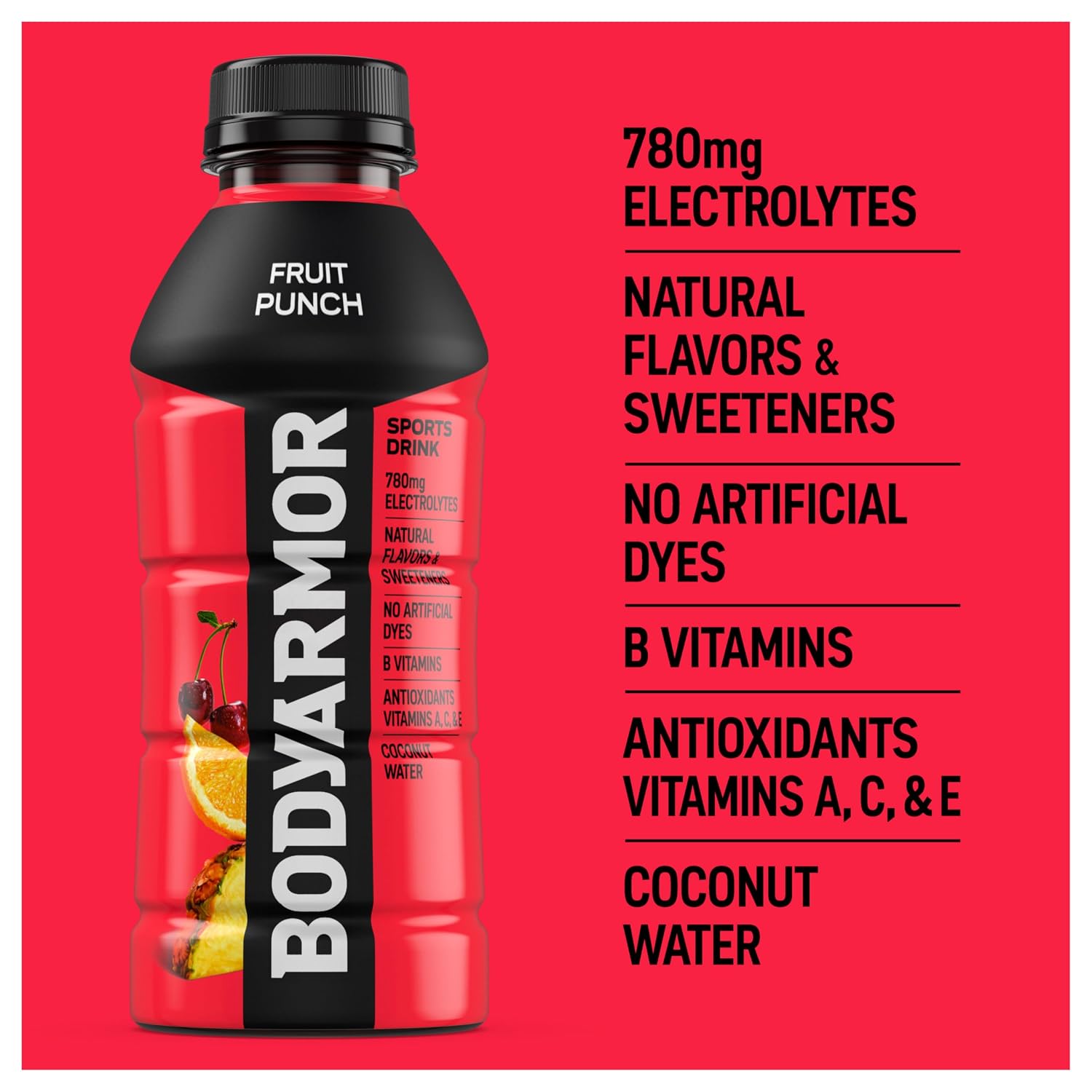 BODYARMOR Sports Drink, Fruit Punch Electrolyte Drink, 16 Oz (6 Pk)