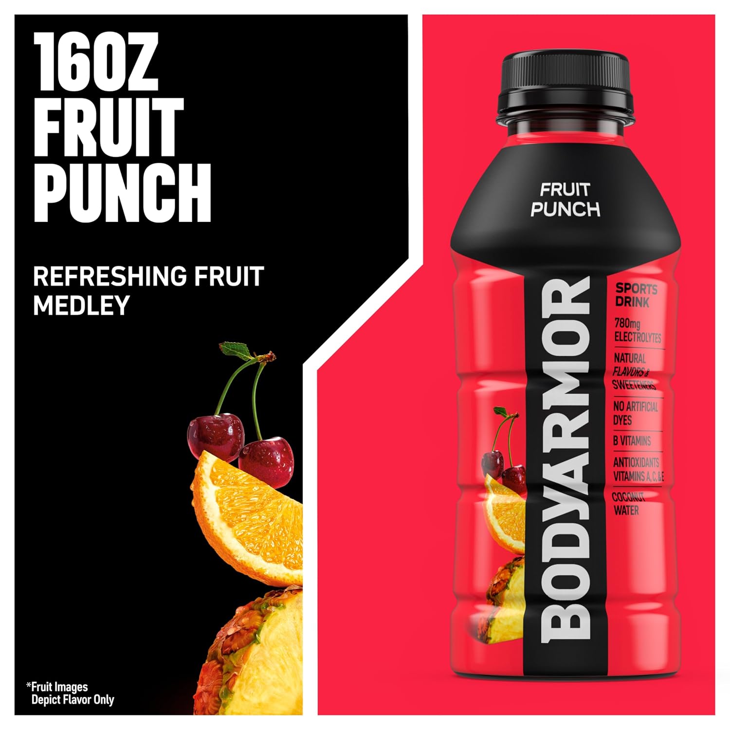BODYARMOR Sports Drink, Fruit Punch Electrolyte Drink, 16 Oz (6 Pk)