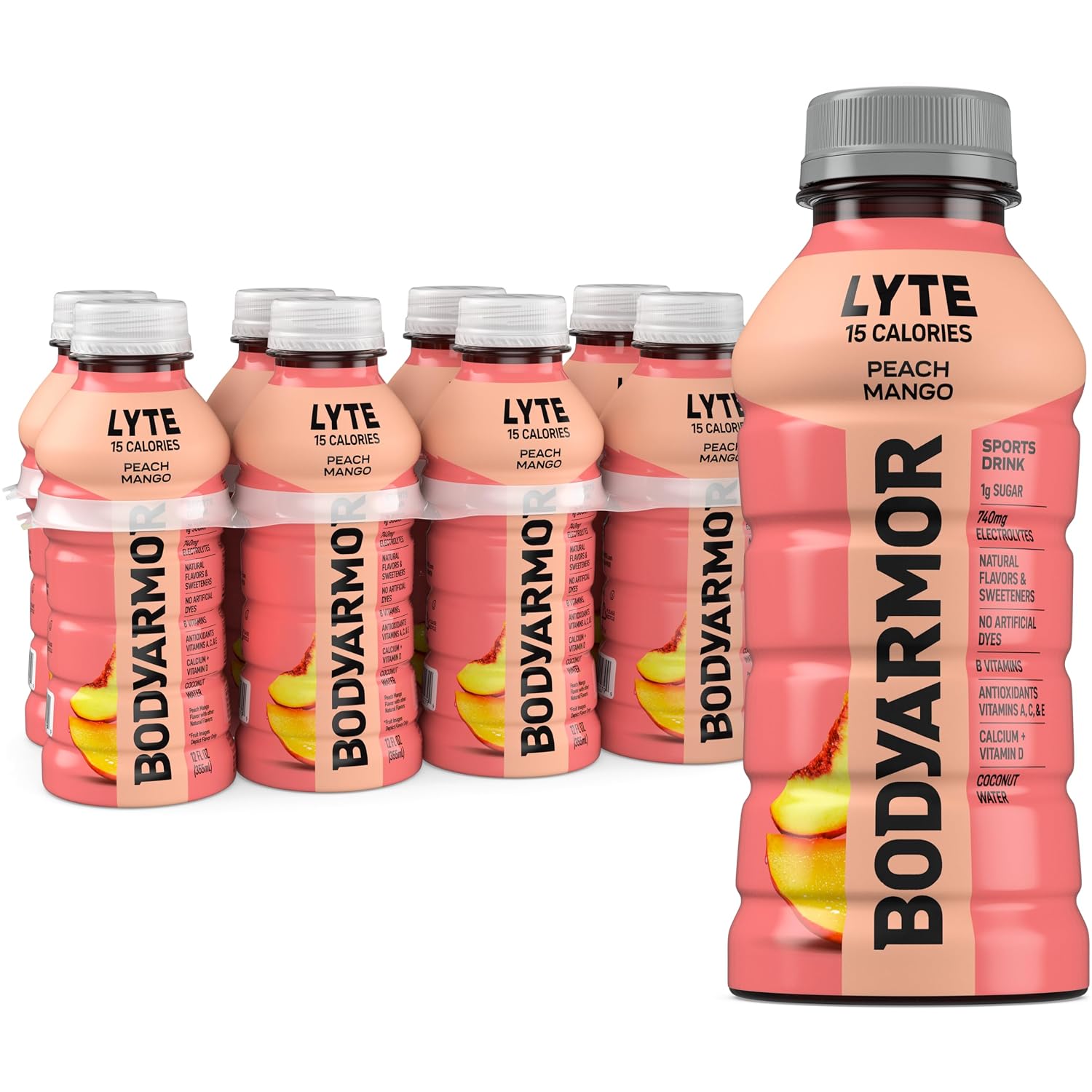 BODYARMOR LYTE Sports Drink, Peach Mango Electrolyte Drink, 12 Oz (8 Pk)
