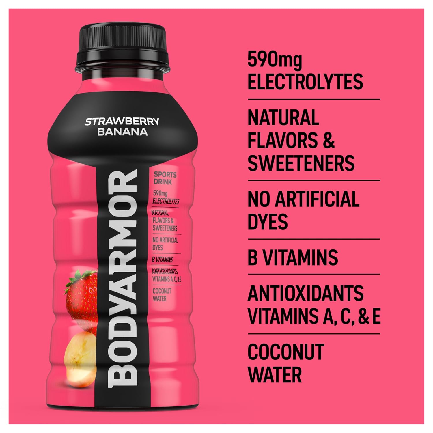 BODYARMOR Sports Drink, Strawberry Banana Electrolyte Drink, 12 Oz (8 Pk)