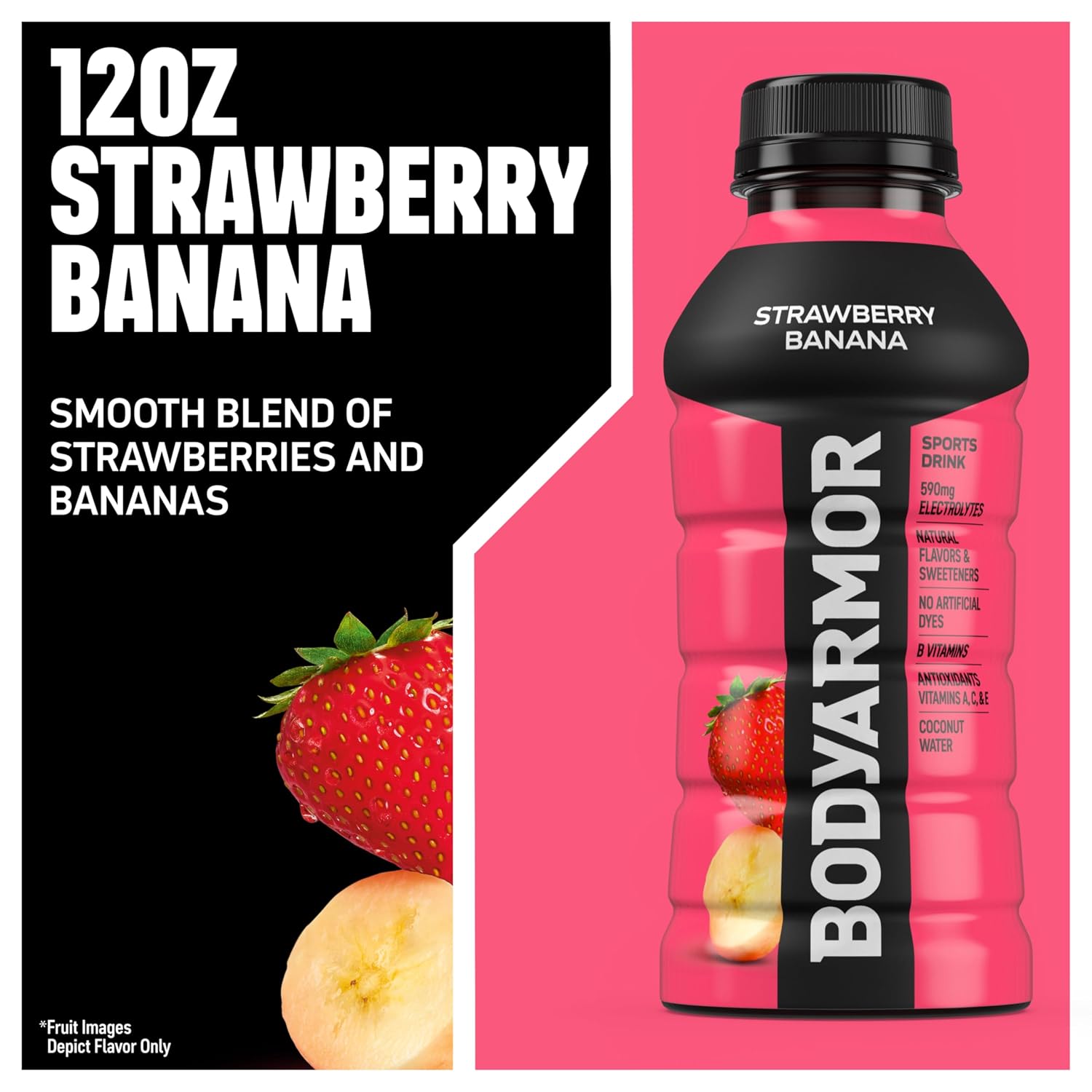 BODYARMOR Sports Drink, Strawberry Banana Electrolyte Drink, 12 Oz (8 Pk)