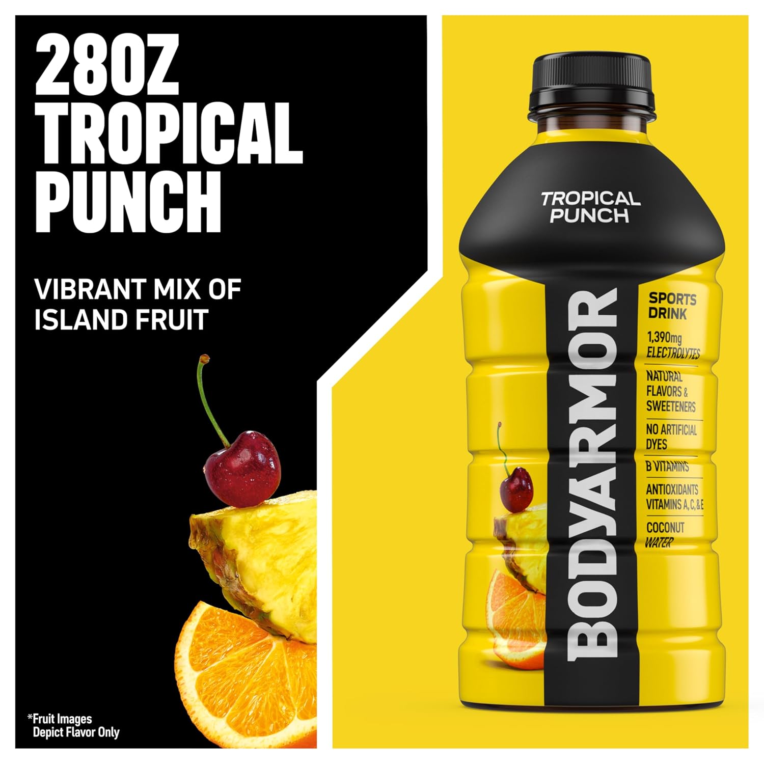BODYARMOR Sports Drink, Tropical Punch Electrolyte Drink, 28 Oz (15 Pk)
