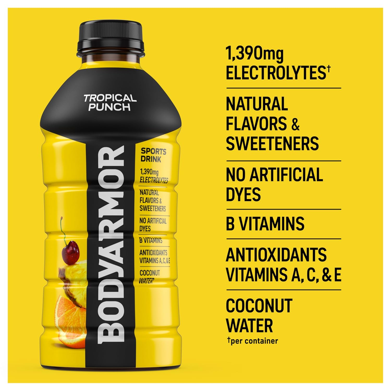 BODYARMOR Sports Drink, Tropical Punch Electrolyte Drink, 28 Oz (15 Pk)