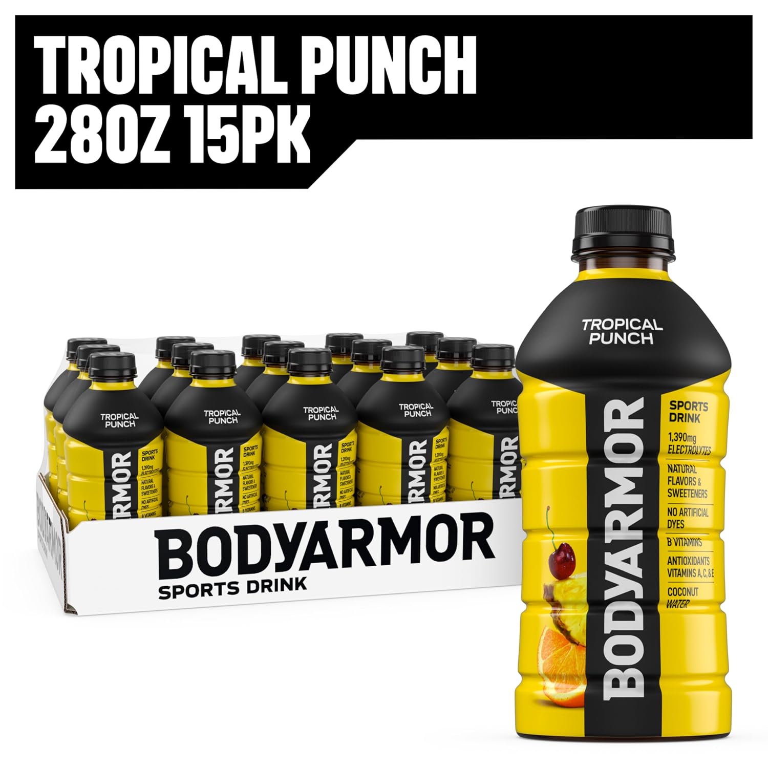 BODYARMOR Sports Drink, Tropical Punch Electrolyte Drink, 28 Oz (15 Pk)