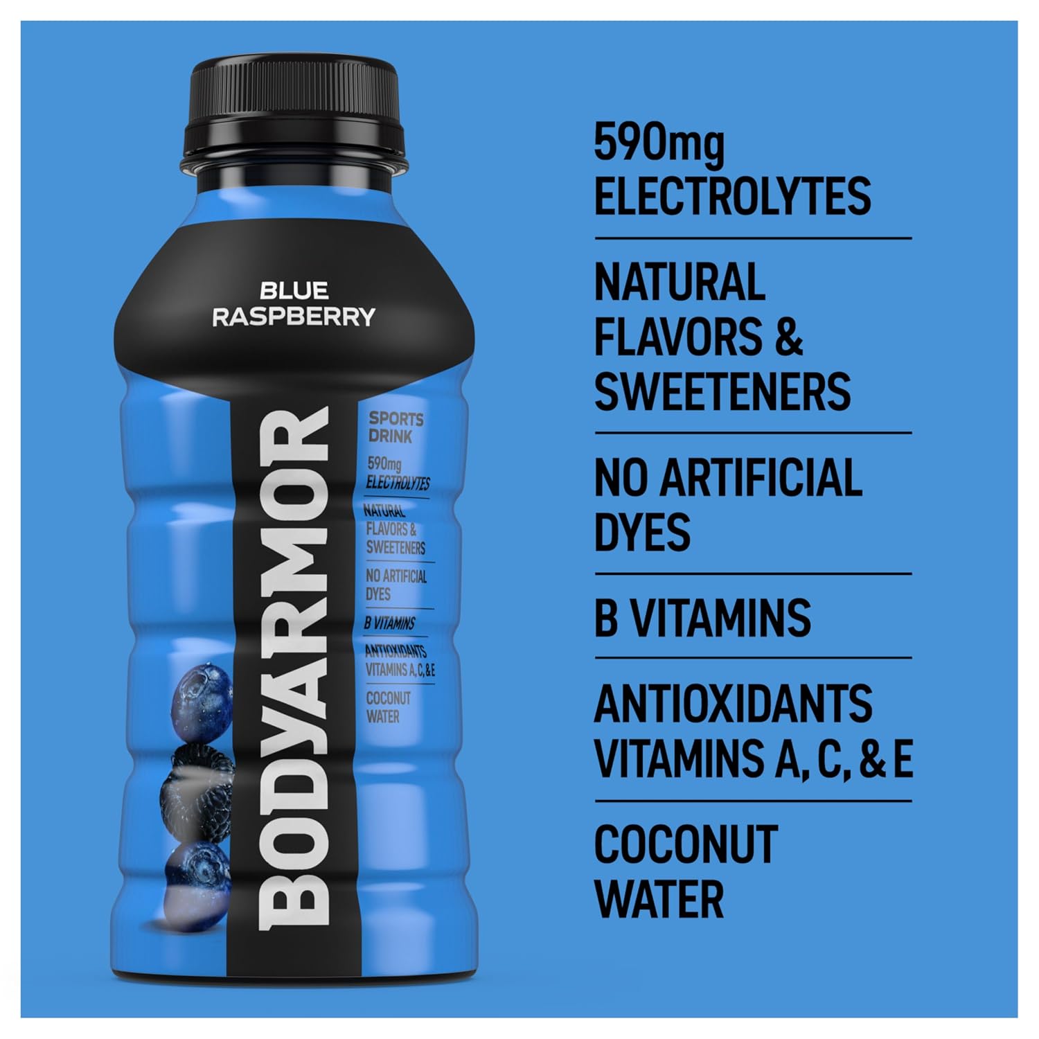 BODYARMOR Sports Drink, Blue Raspberry Electrolyte Drink, 12 Oz (8 Pk)