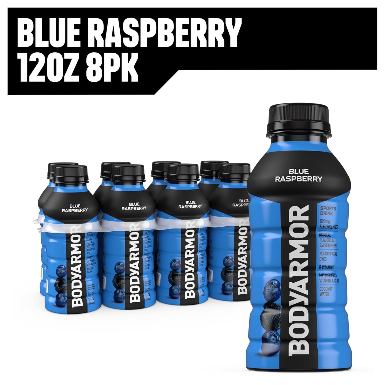 BODYARMOR Sports Drink, Blue Raspberry Electrolyte Drink, 12 Oz (8 Pk)