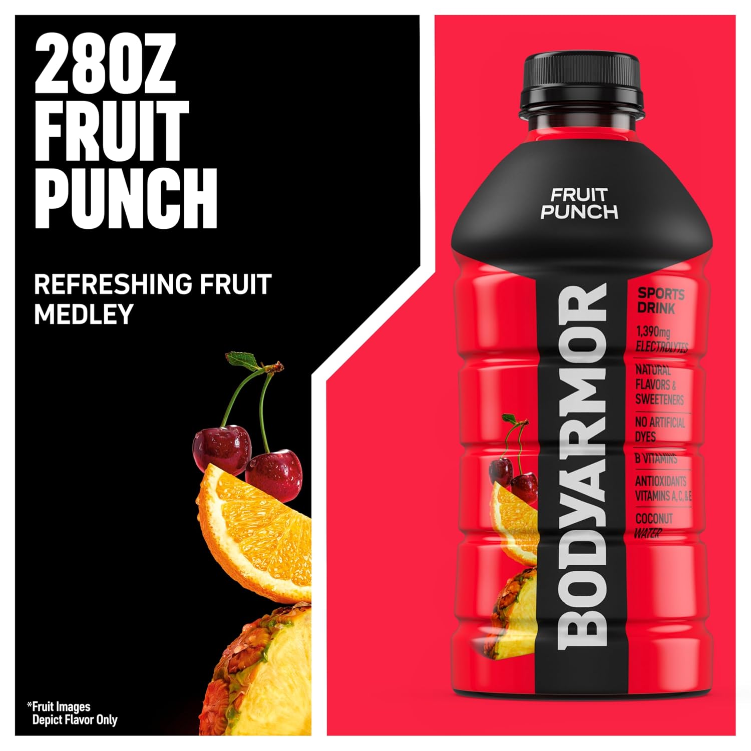 BODYARMOR Sports Drink, Fruit Punch Electrolyte Drink, 28 Oz (15 Pk)